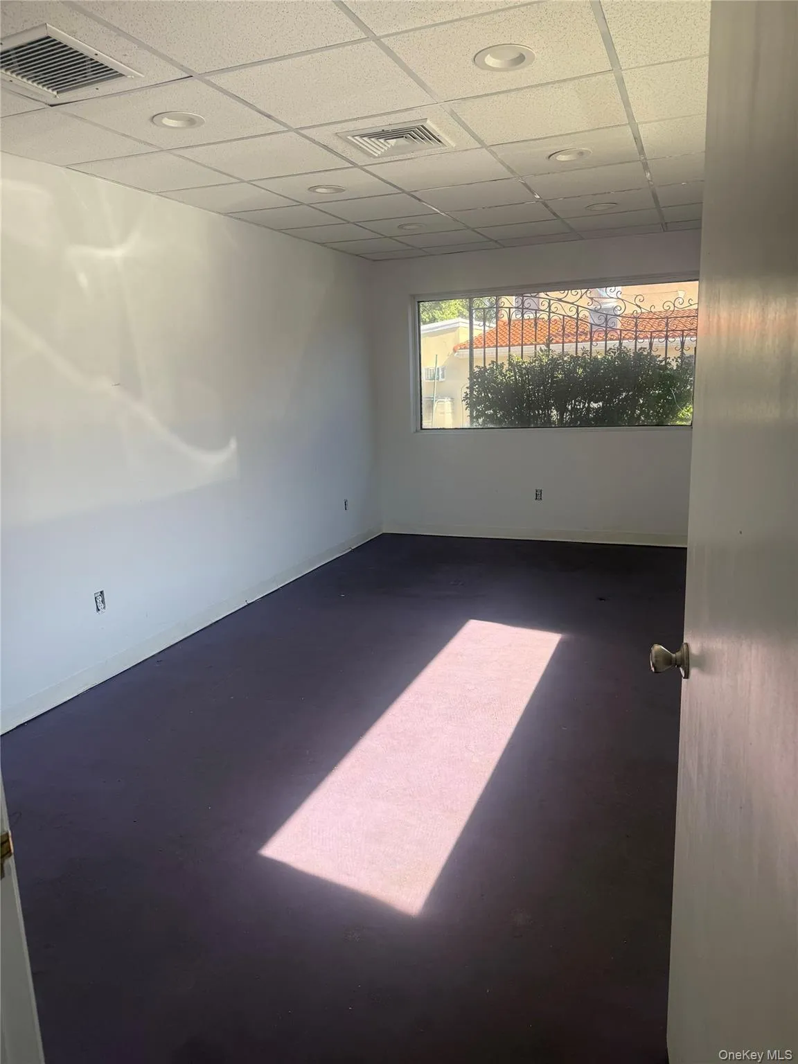 Spare room with a paneled ceiling and baseboards Spare room with a paneled ceiling and baseboards