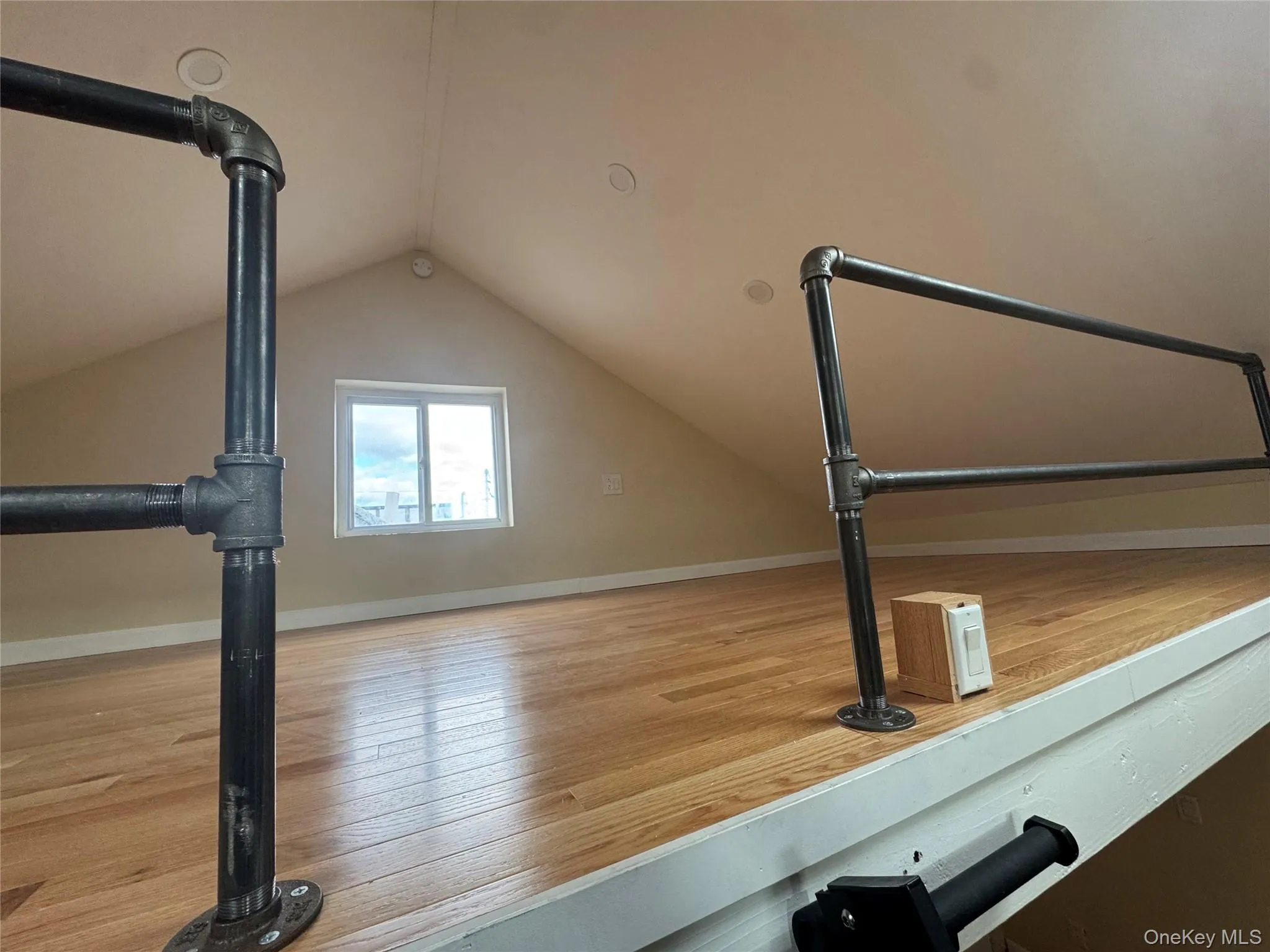 Bonus room featuring vaulted ceiling and light wood-style flooring Bonus room featuring vaulted ceiling and light wood-style flooring