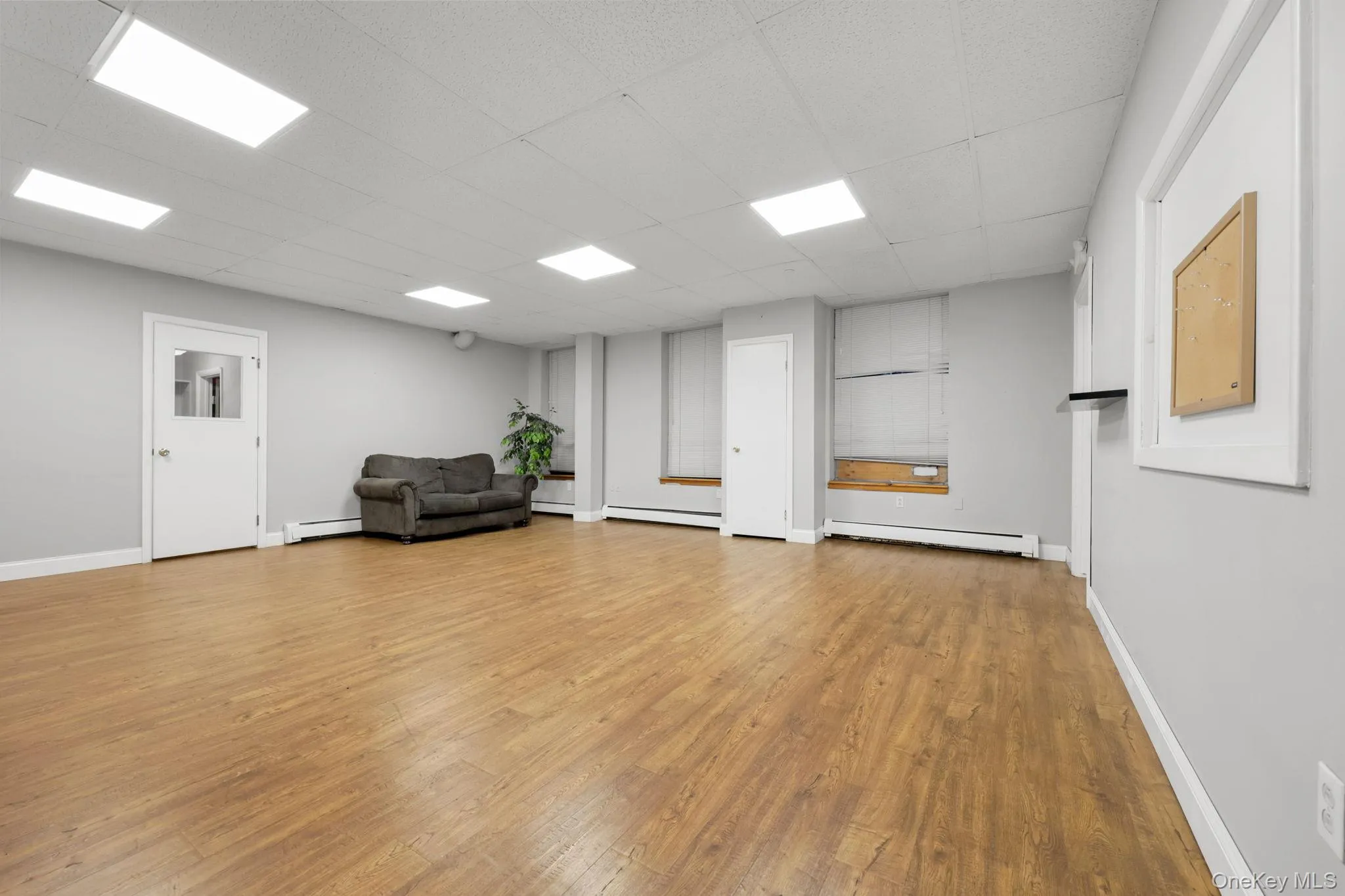 Unfurnished room with a paneled ceiling and a baseboard radiator Unfurnished room with a paneled ceiling and a baseboard radiator