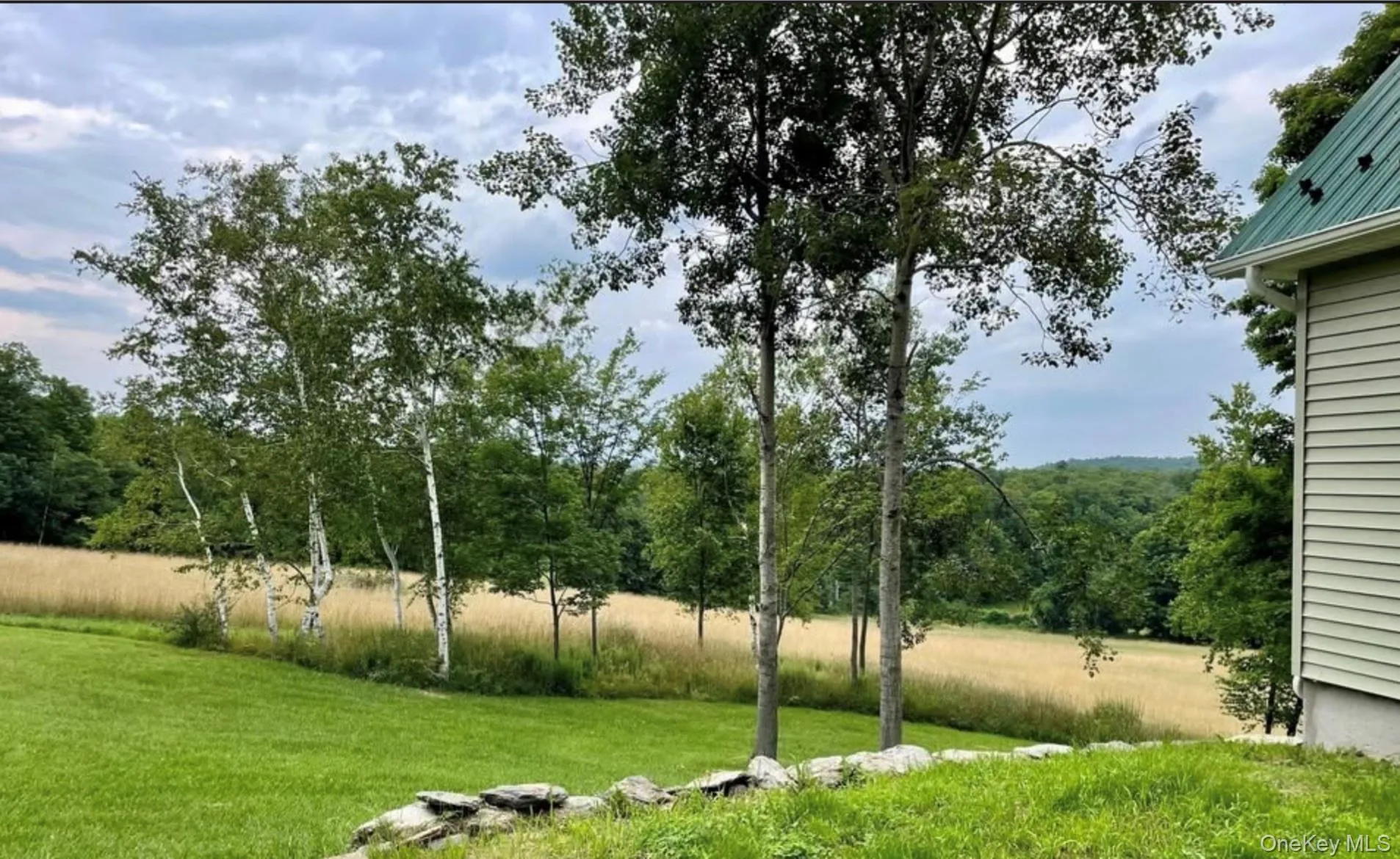 Pastoral lawn leading the farm field Pastoral lawn leading the farm field