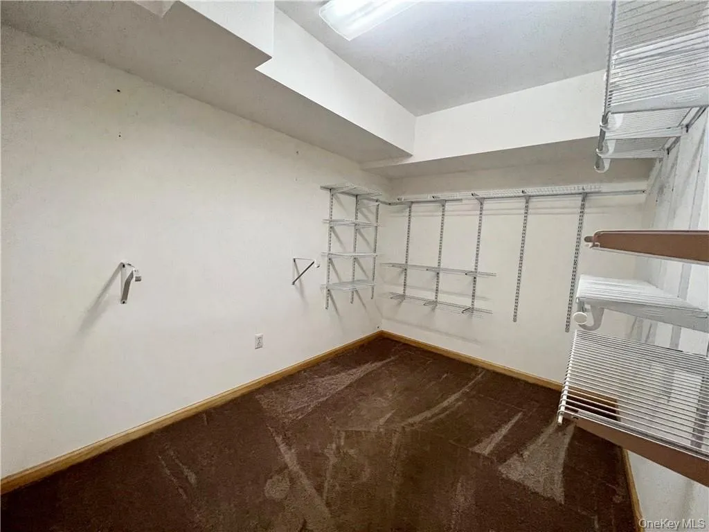 Spacious closet with dark carpet Spacious closet with dark carpet