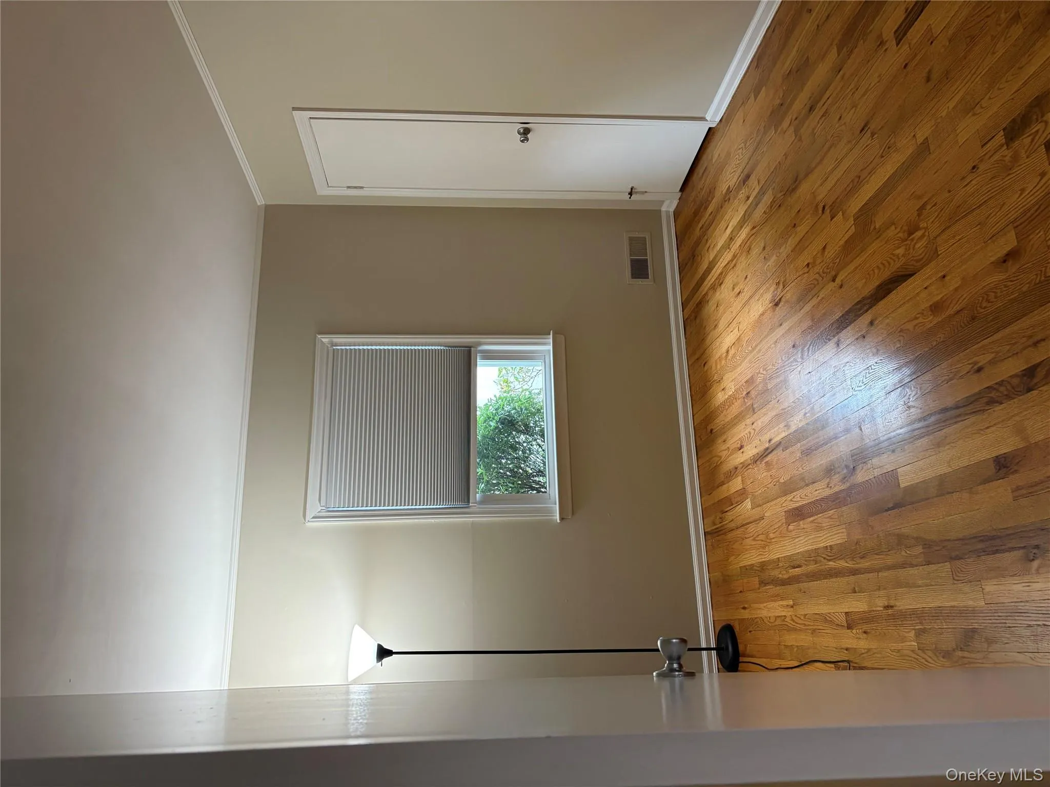 Spare room with light wood-style floors and ornamental molding Spare room with light wood-style floors and ornamental molding