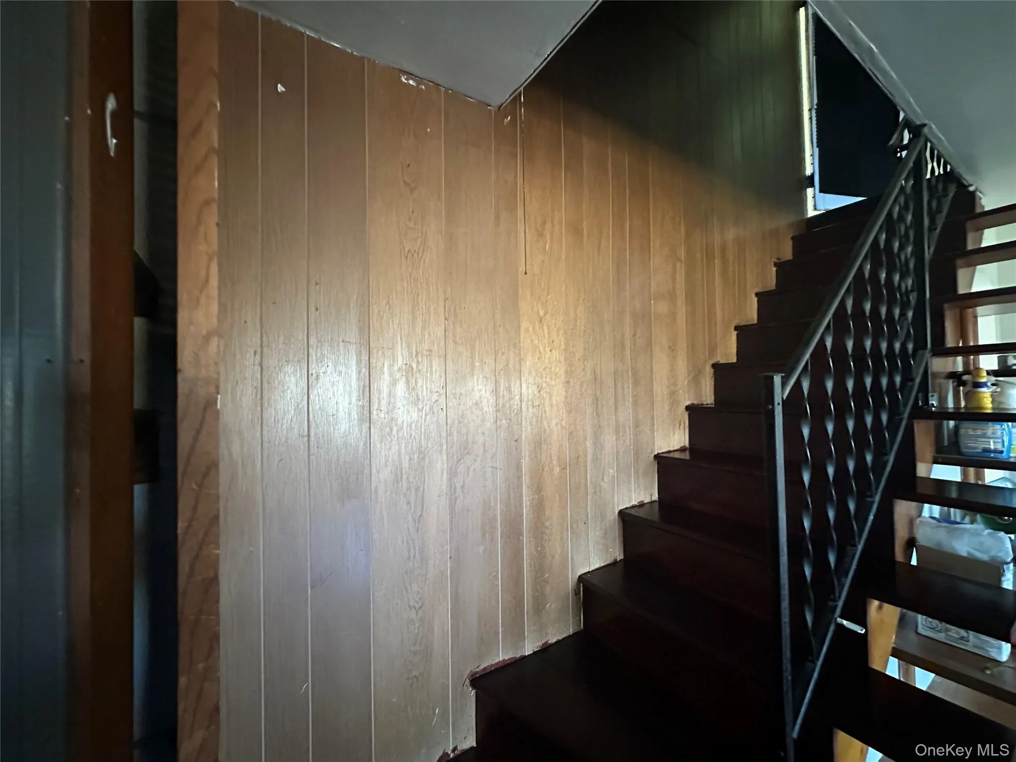 Staircase with wooden walls Staircase with wooden walls