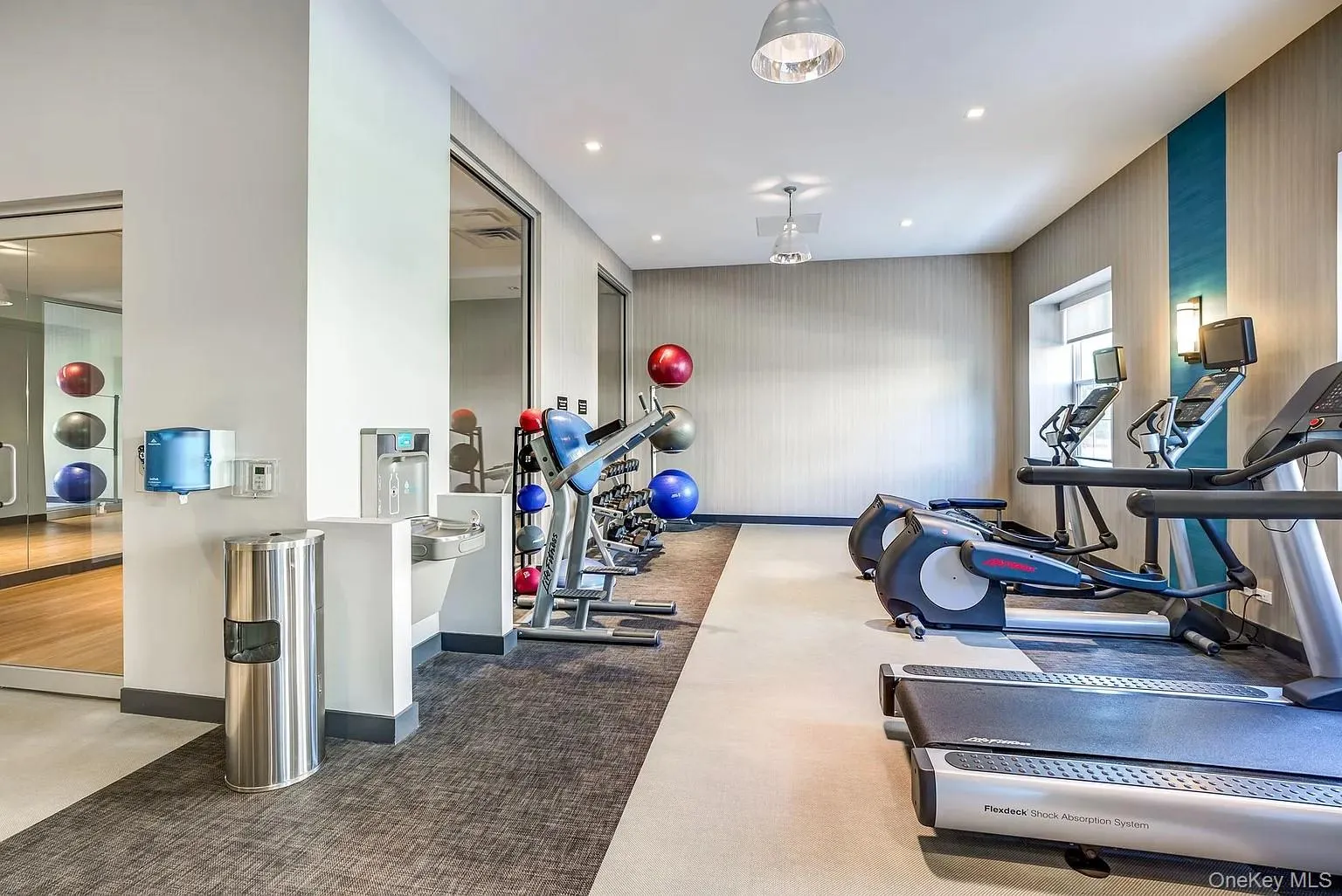 Gym featuring recessed lighting Gym featuring recessed lighting