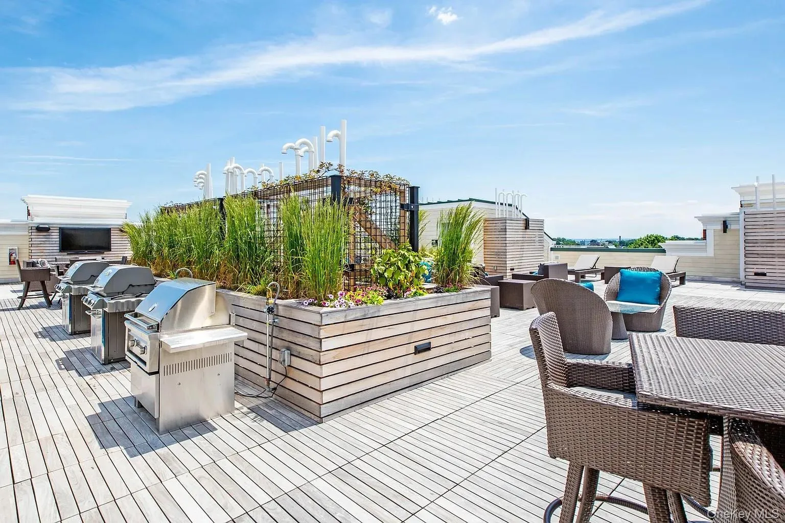 Deck with outdoor dining area and grilling area Deck with outdoor dining area and grilling area