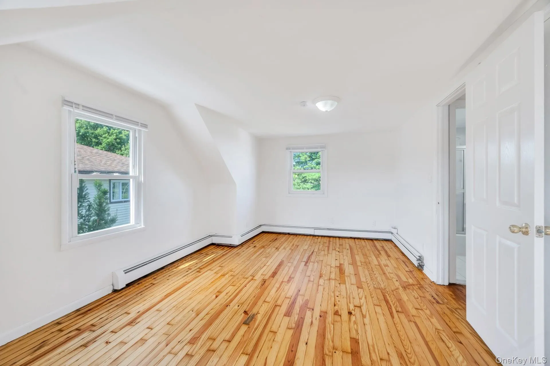Spare room featuring light wood-type flooring and a baseboard radiator Spare room featuring light wood-type flooring and a baseboard radiator