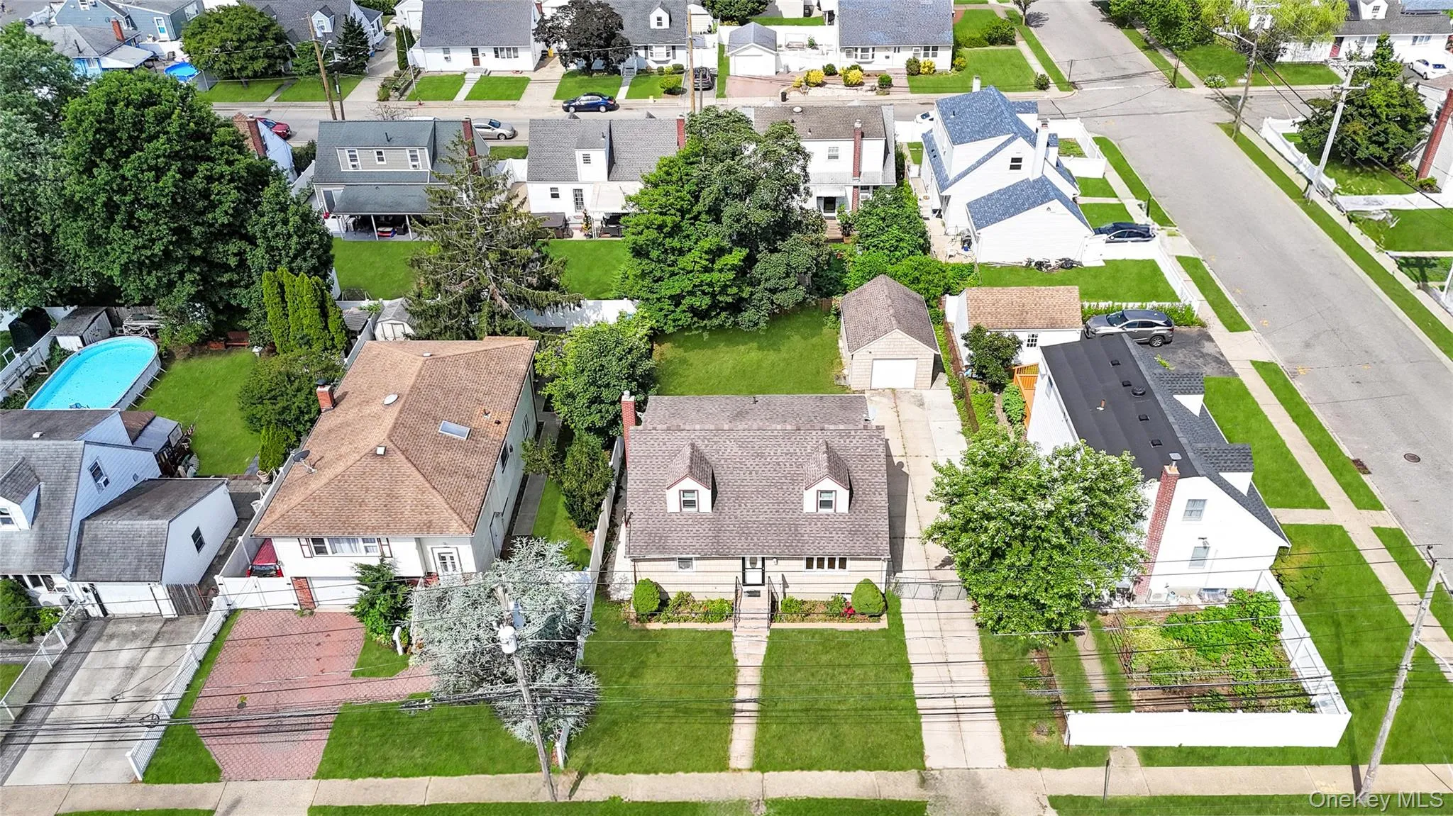 Aerial perspective of suburban area Aerial perspective of suburban area