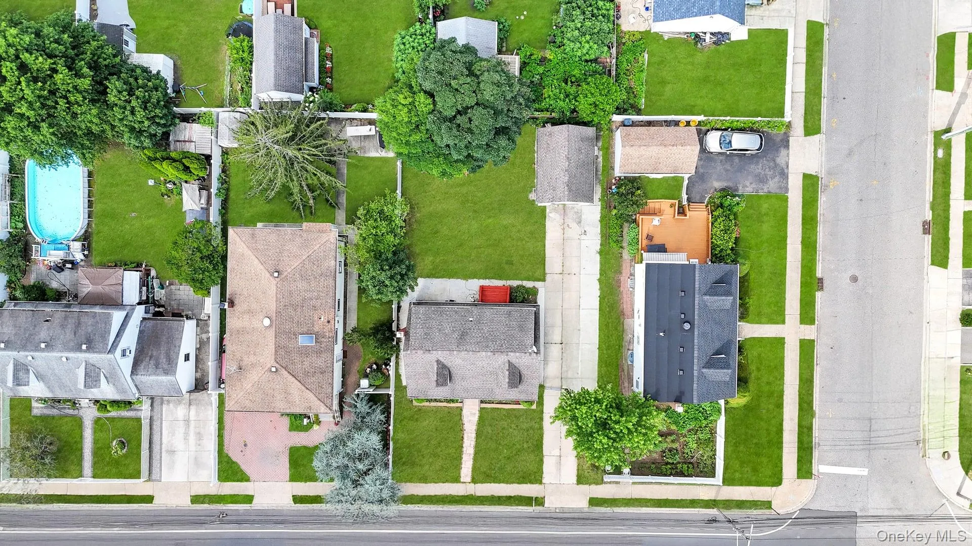 Aerial perspective of suburban area Aerial perspective of suburban area
