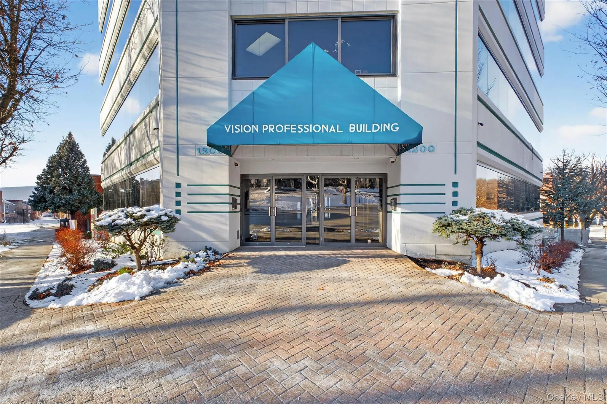 View of the front entrance to building View of the front entrance to building