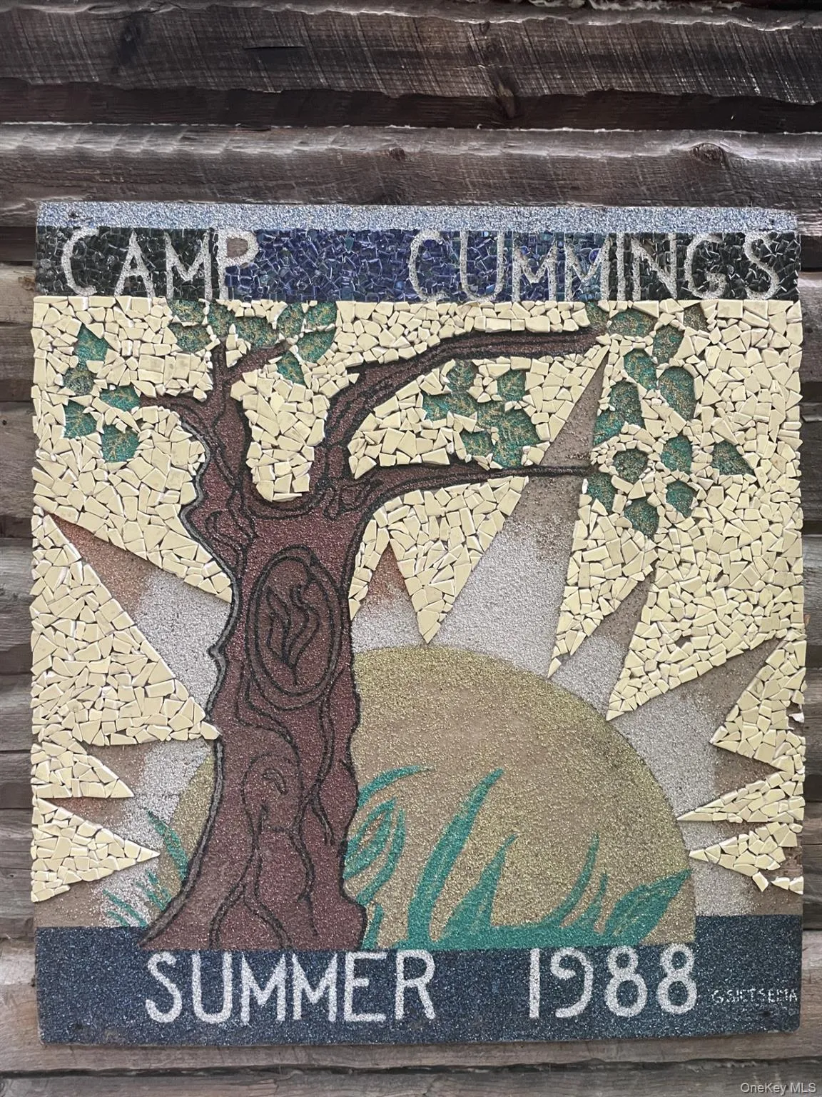 One of the mosaics from Camp Cummings still remains on one of the buildings. One of the mosaics from Camp Cummings still remains on one of the buildings.