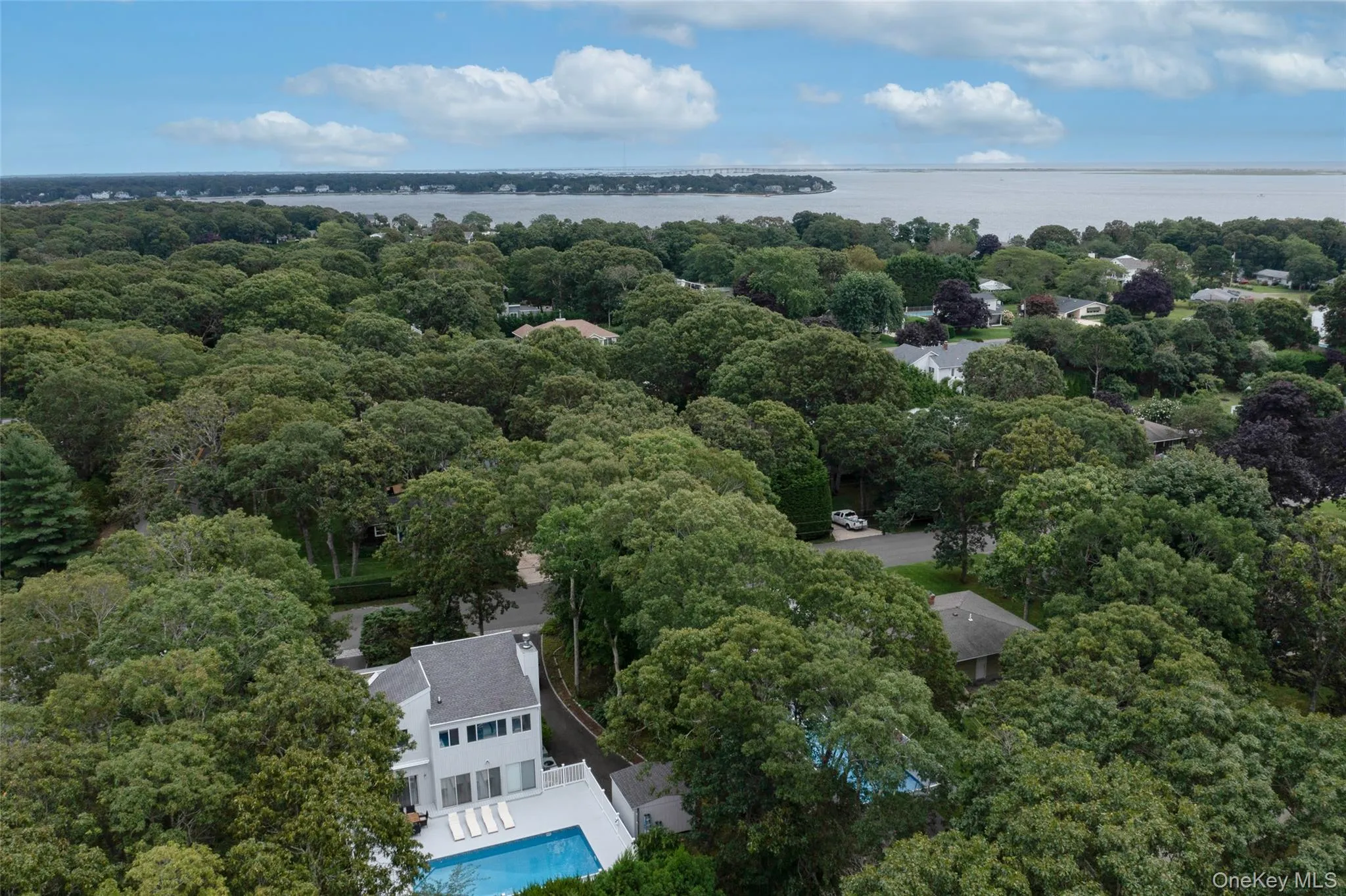 Aerial view featuring a forest view and a water view Aerial view featuring a forest view and a water view