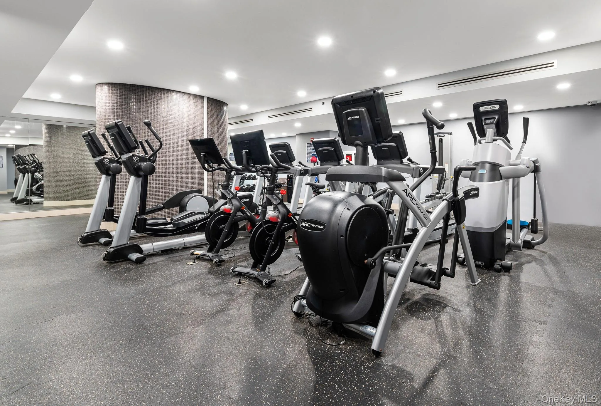 Gym featuring recessed lighting Gym featuring recessed lighting