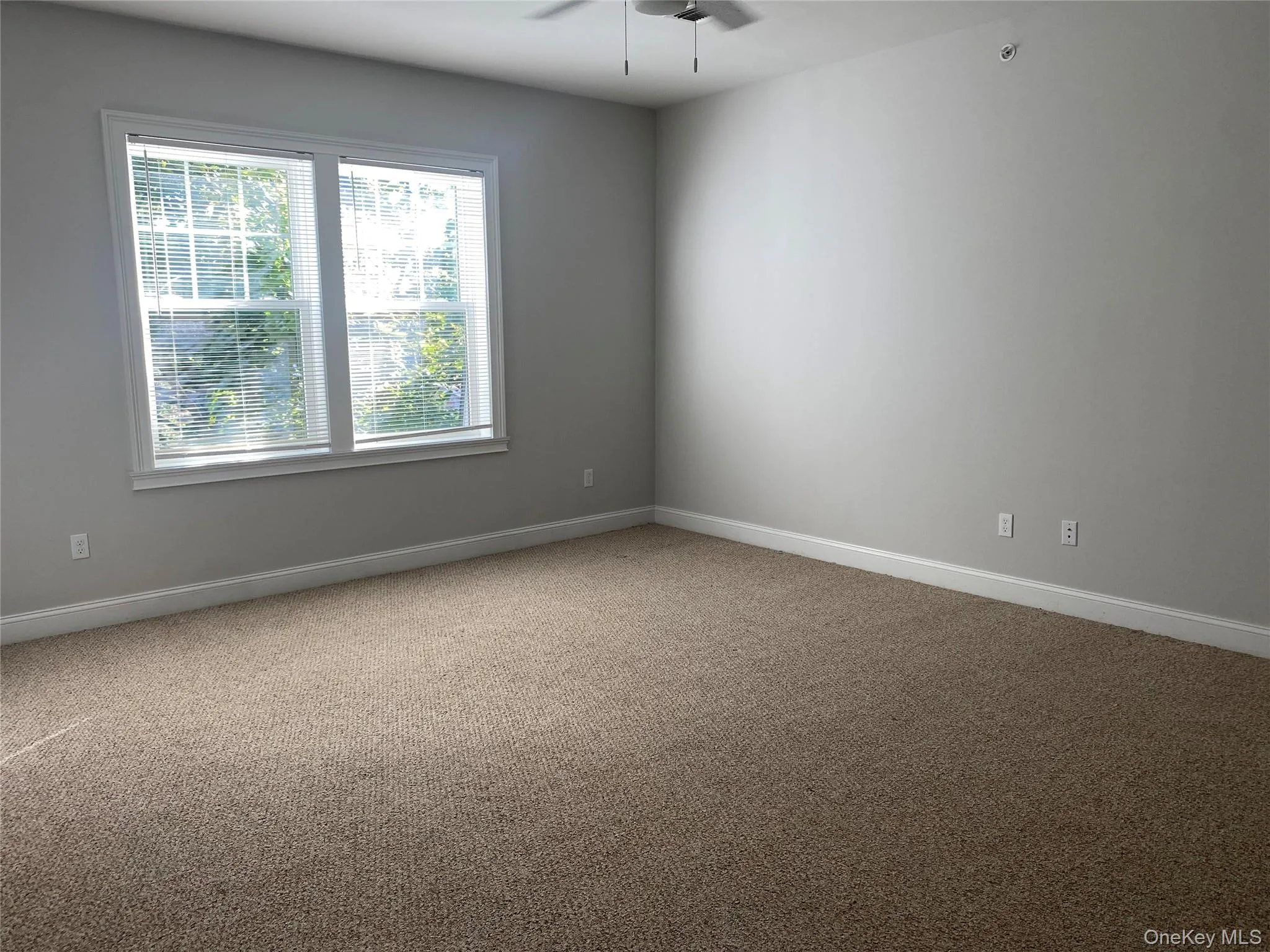 Carpeted spare room featuring baseboards and ceiling fan Carpeted spare room featuring baseboards and ceiling fan