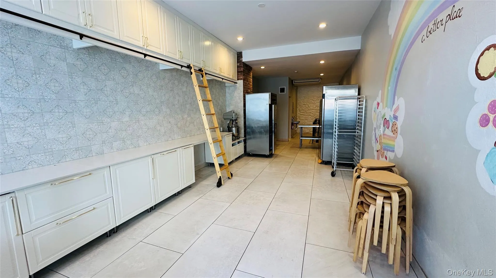 Ceramic tile (24" x 48") patterned flooring. Ceramic tile (24" x 48") patterned flooring.