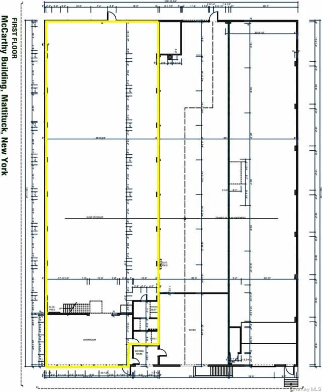 Efficient rectangular footprint with integrated showroom and mezzanine build-out.Clear circulation and loading orientation supporting functional industrial use. Subject Unit Highlighted. Efficient rectangular footprint with integrated showroom and mezzanine build-out.Clear circulation and loading orientation supporting functional industrial use. Subject Unit Highlighted.