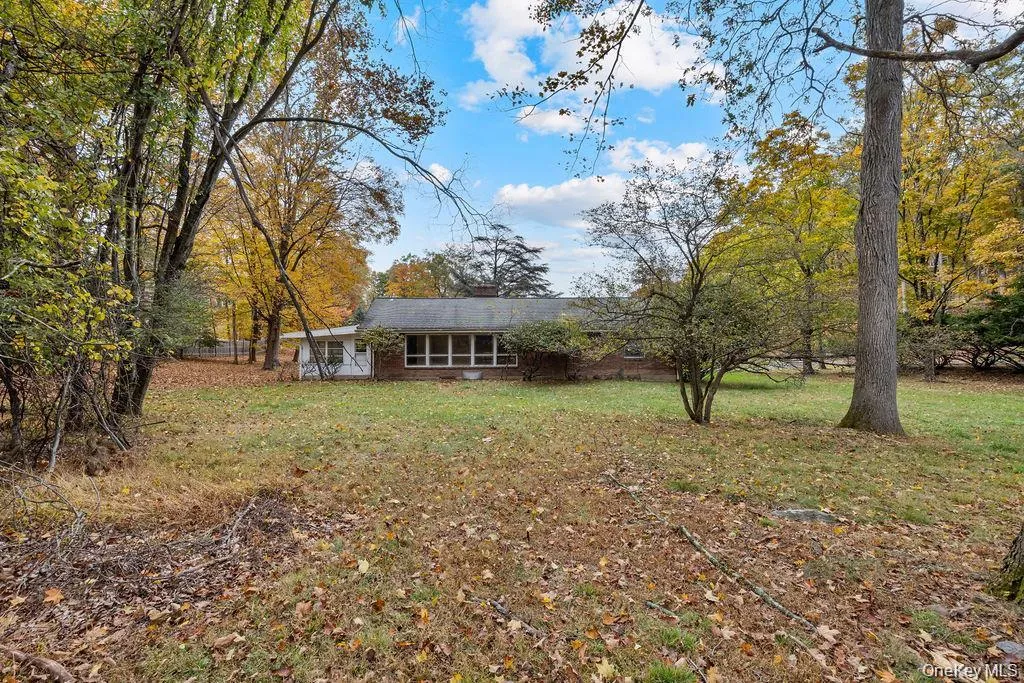 Rear view of property with a yard and a chimney Rear view of property with a yard and a chimney