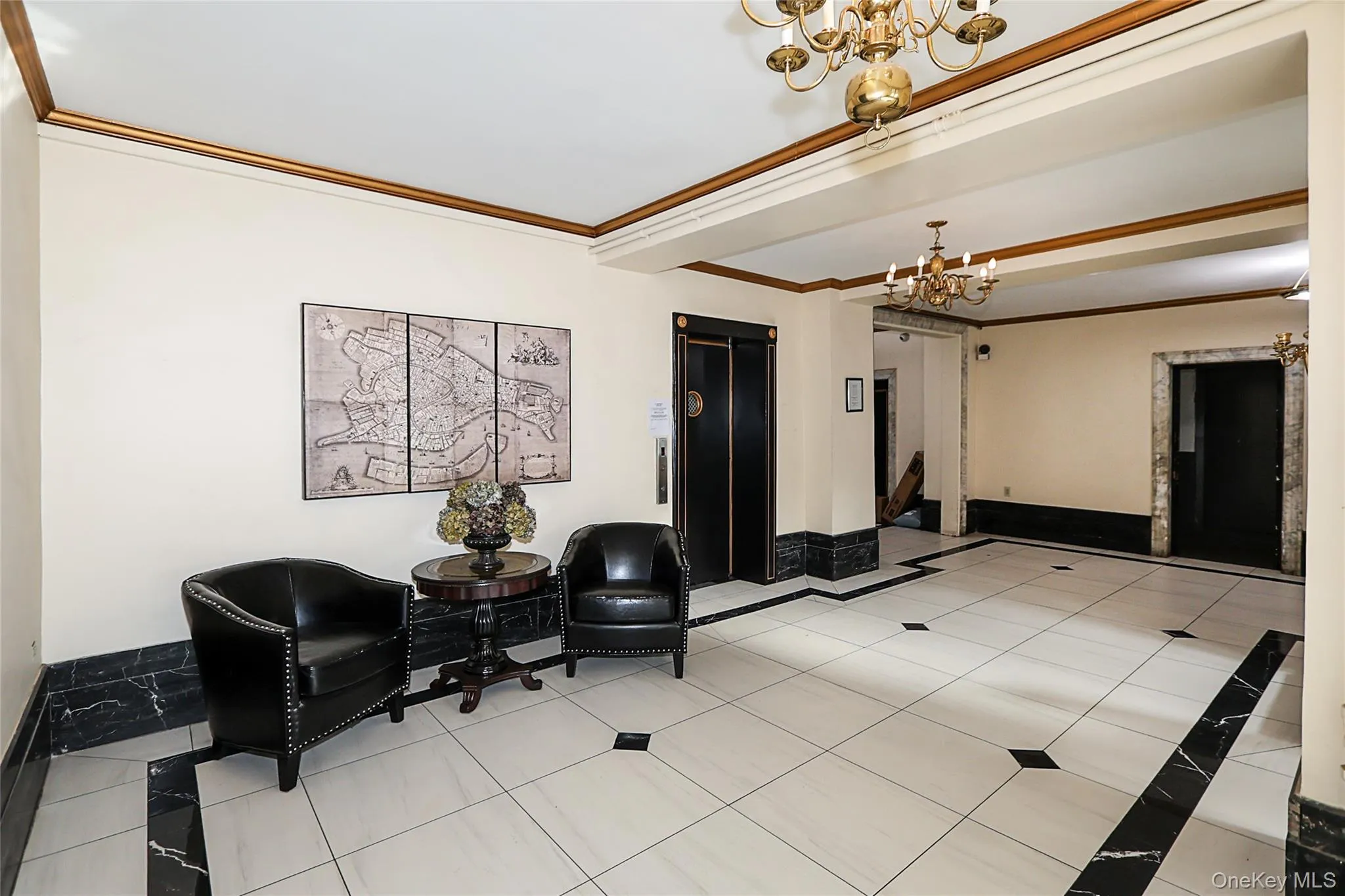 Building lobby with crown molding Building lobby with crown molding