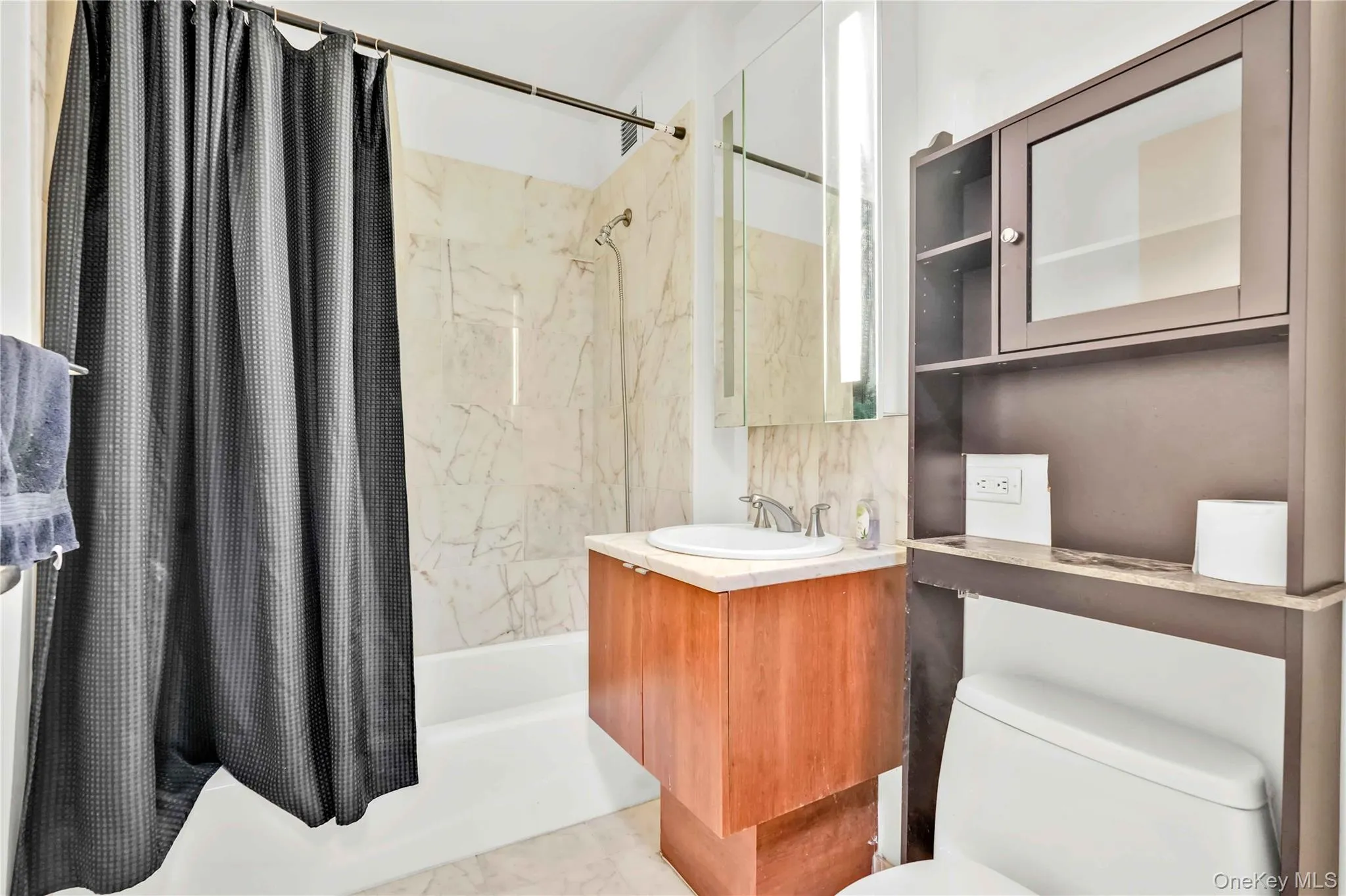 Full bath with shower / bath combo and vanity Full bath with shower / bath combo and vanity