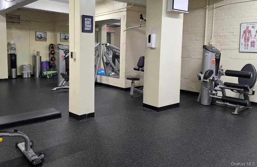 Exercise room with brick wall Exercise room with brick wall