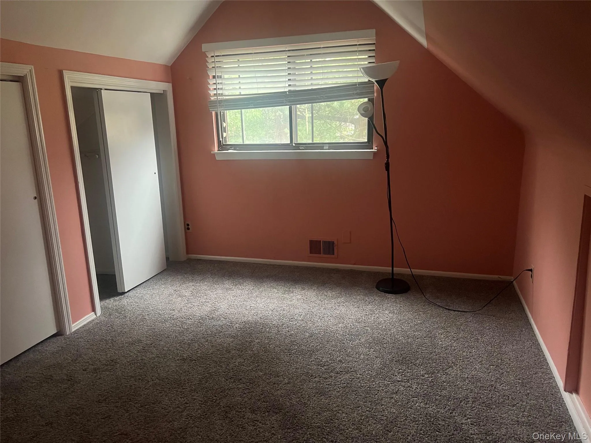 Additional living space featuring lofted ceiling and carpet flooring Additional living space featuring lofted ceiling and carpet flooring