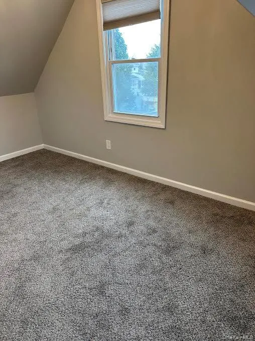 Additional living space with lofted ceiling and carpet Additional living space with lofted ceiling and carpet