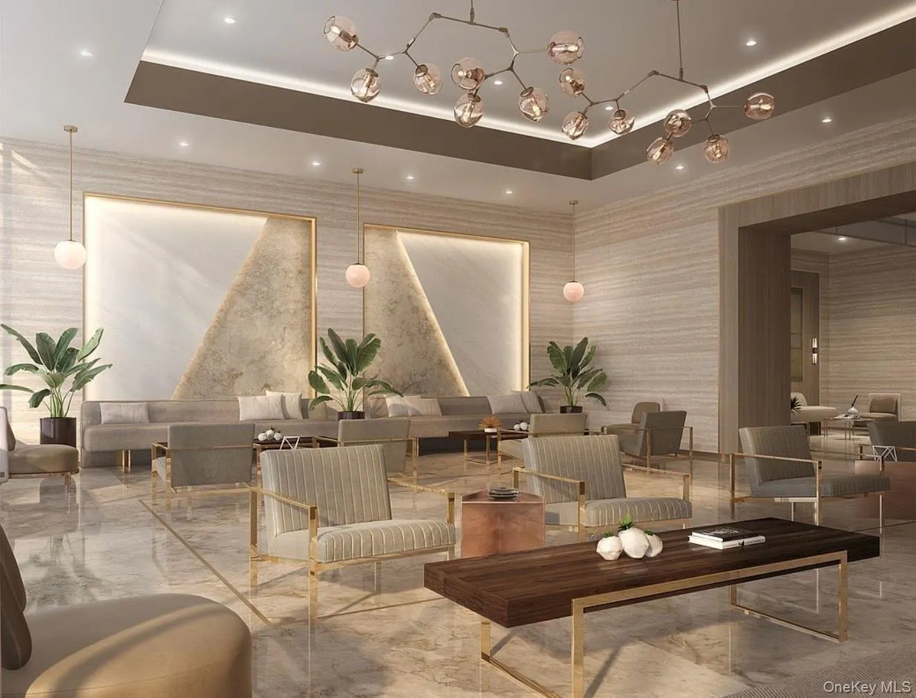 Community lobby featuring recessed lighting Community lobby featuring recessed lighting