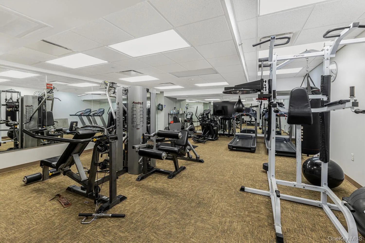 Exercise room featuring a paneled ceiling Exercise room featuring a paneled ceiling