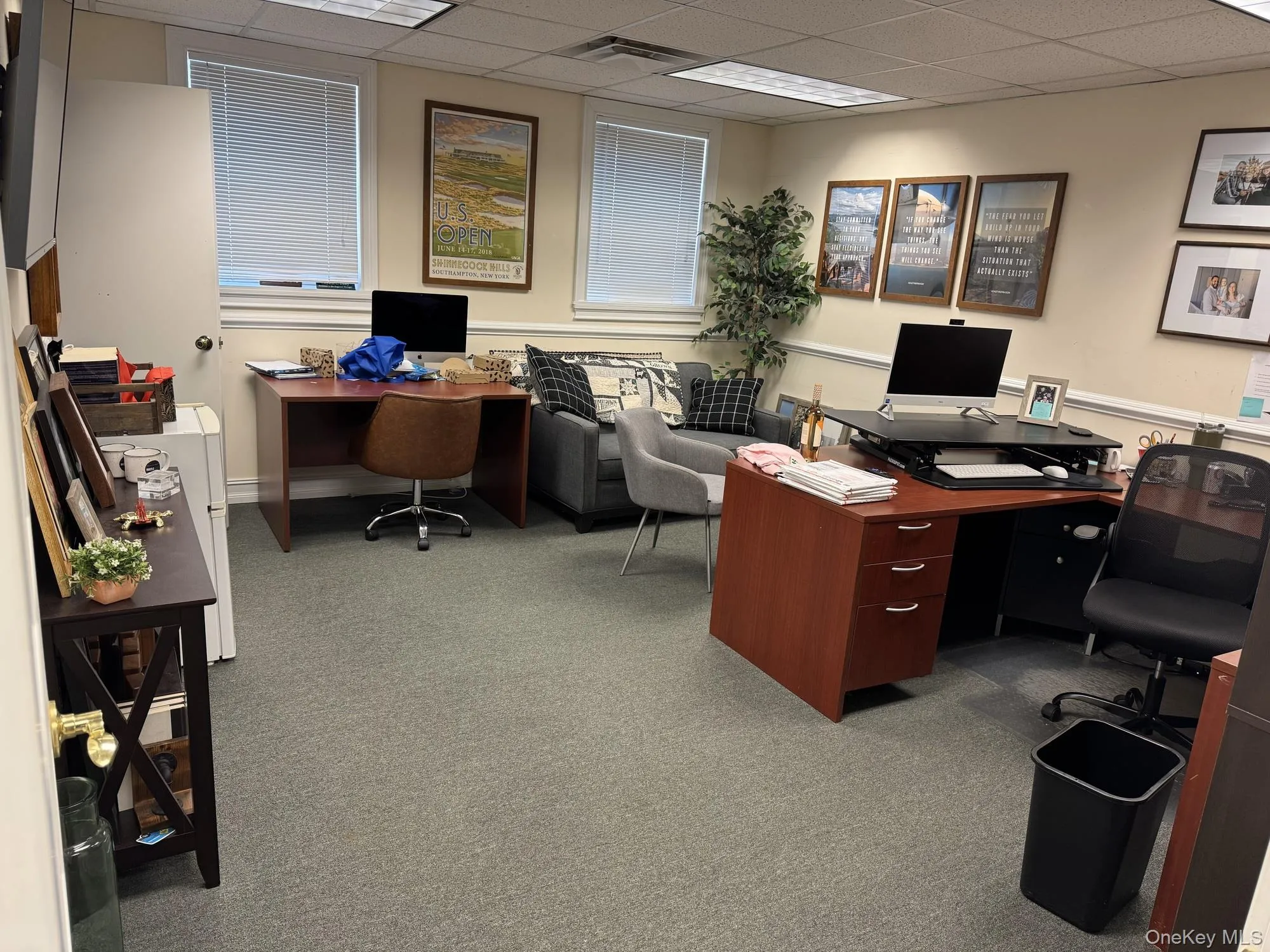 Office with a drop ceiling Office with a drop ceiling