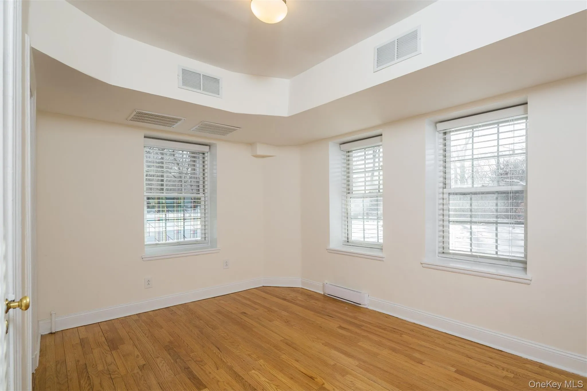 Spare room featuring light wood-style floors and baseboard heating Spare room featuring light wood-style floors and baseboard heating