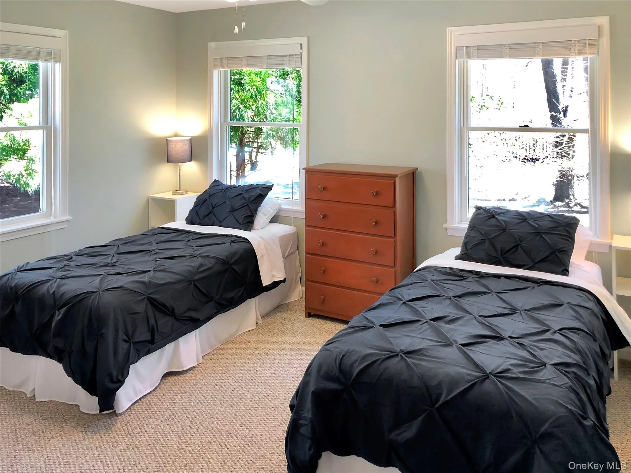 Carpeted bedroom featuring multiple windows Carpeted bedroom featuring multiple windows