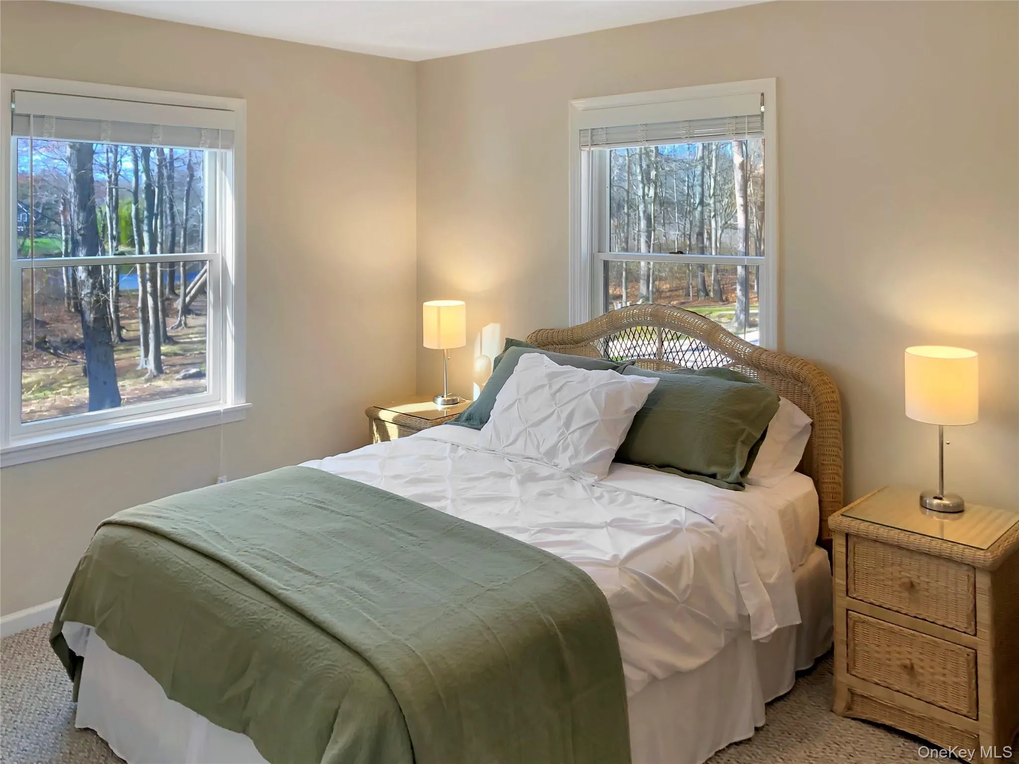 Carpeted bedroom featuring multiple windows Carpeted bedroom featuring multiple windows