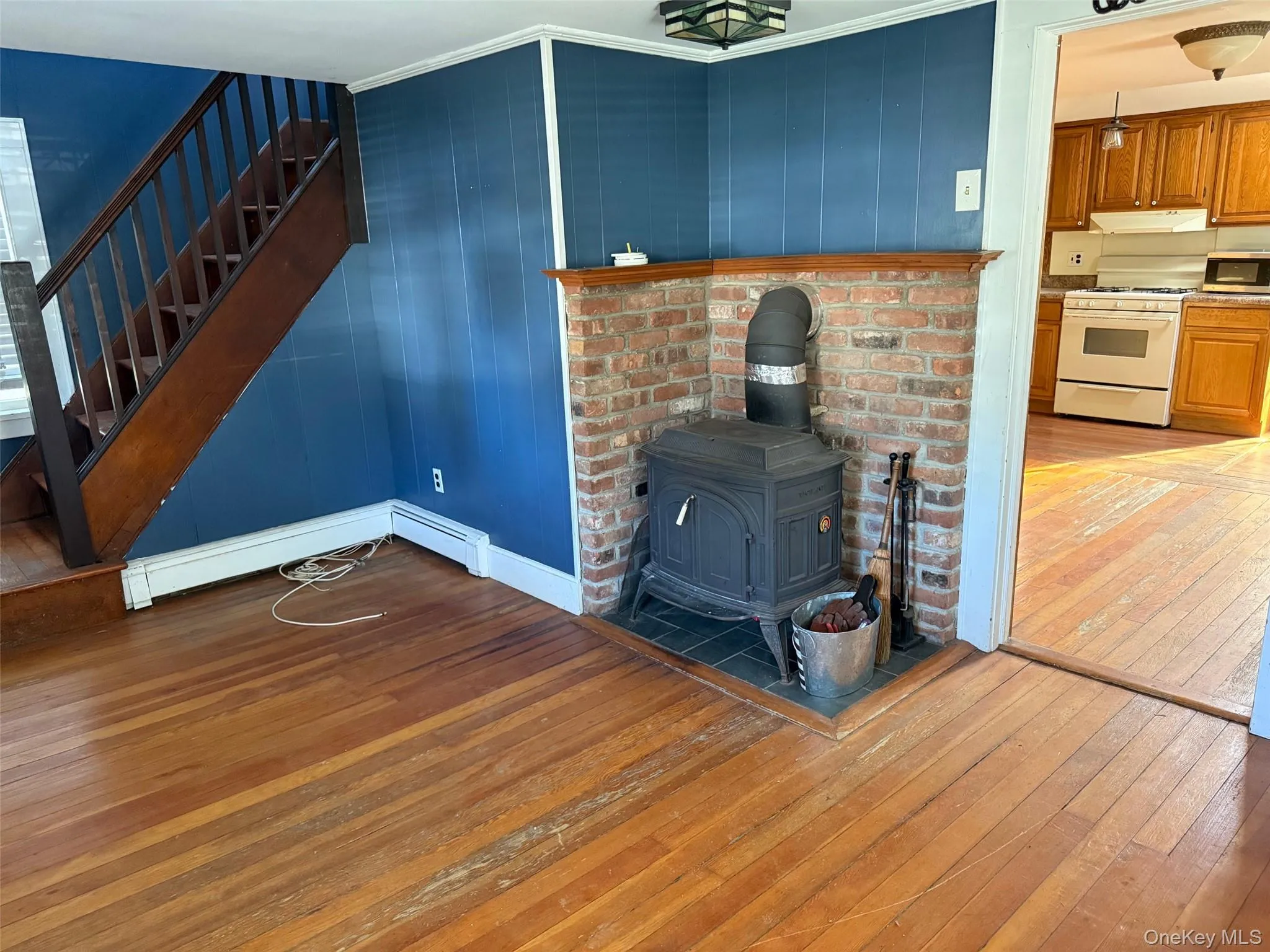 Living Room With Wood Burning Wood Stove Living Room With Wood Burning Wood Stove