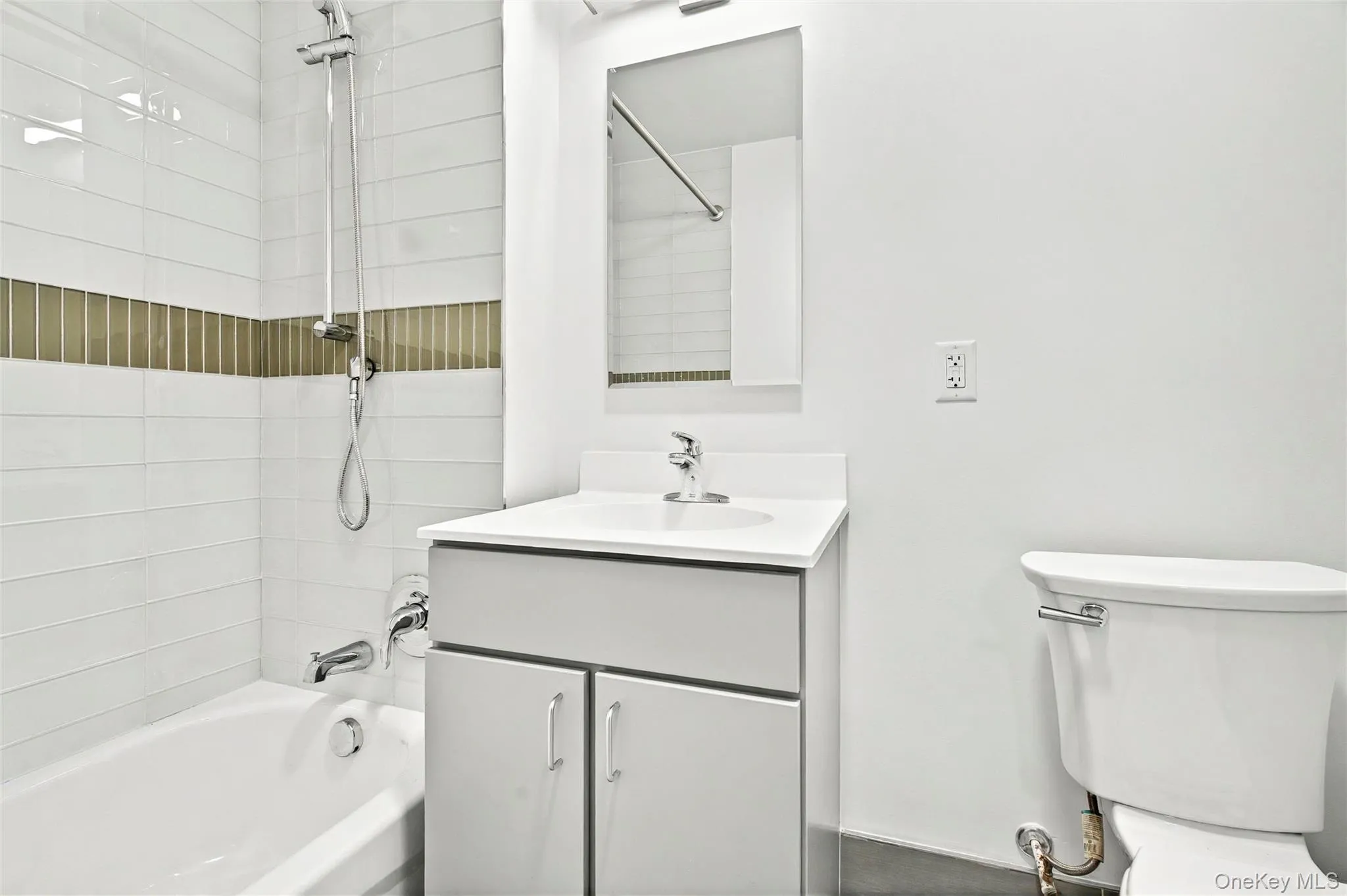 Bathroom with vanity, toilet, and shower / bathtub combination - close up shot Bathroom with vanity, toilet, and shower / bathtub combination - close up shot