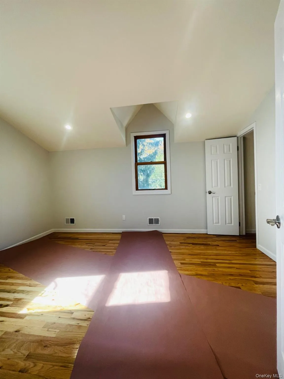 Bonus room with wood finished floors, lofted ceiling, and recessed lighting Bonus room with wood finished floors, lofted ceiling, and recessed lighting