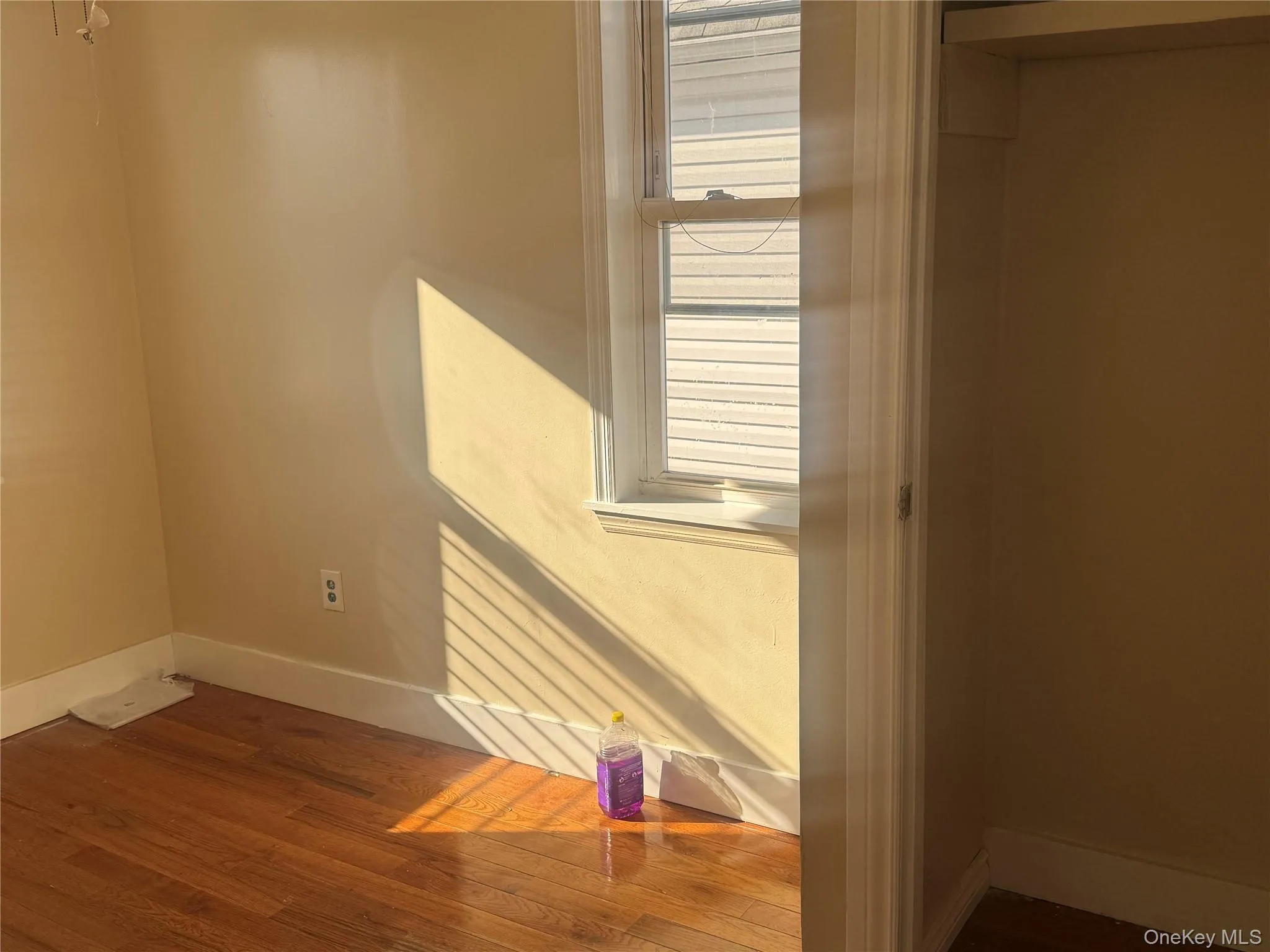 Empty room featuring baseboards and dark wood-style flooring Empty room featuring baseboards and dark wood-style flooring