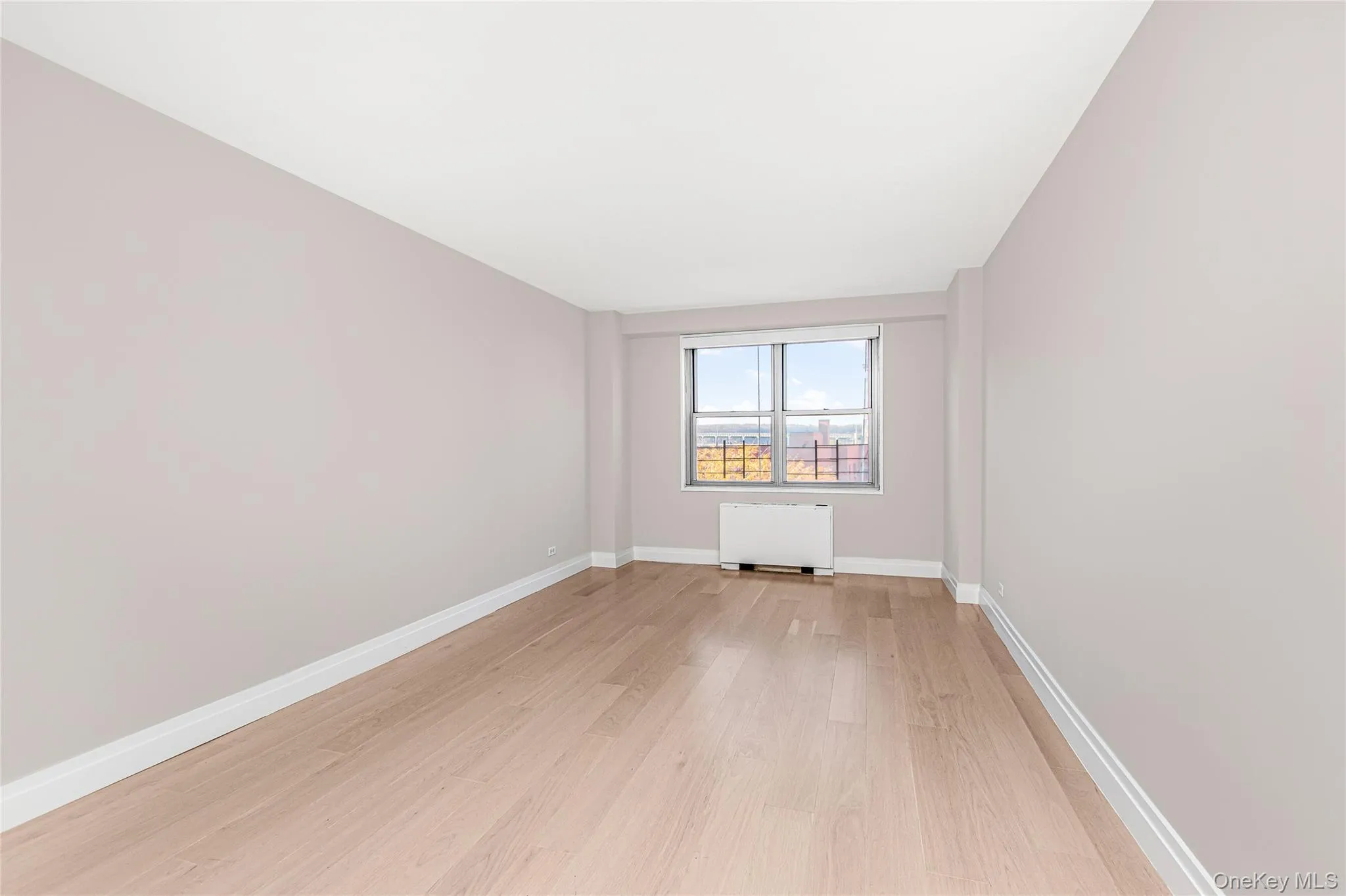 Spare room with light wood-style floors and radiator Spare room with light wood-style floors and radiator