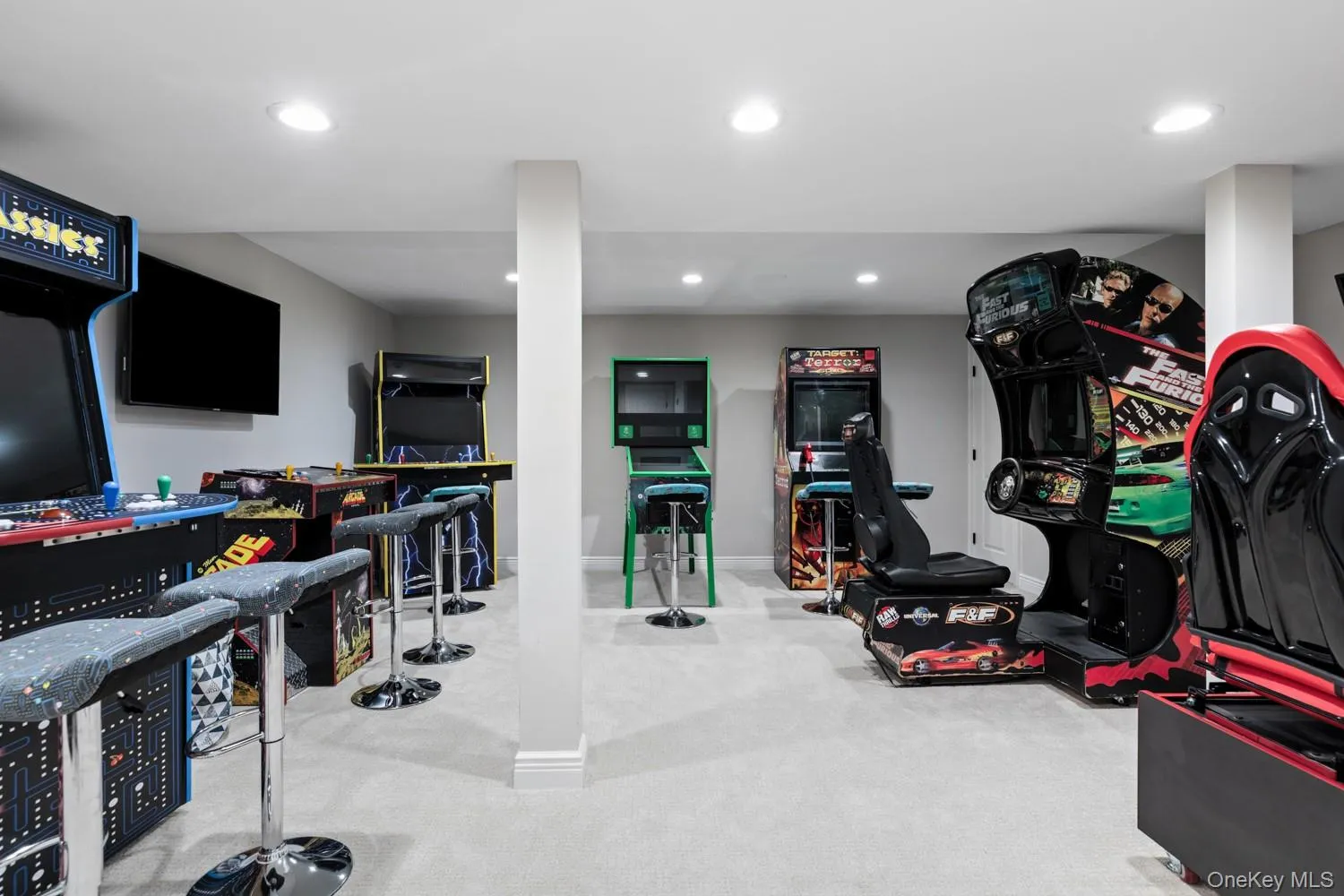 Playroom featuring recessed lighting and light colored carpet Playroom featuring recessed lighting and light colored carpet