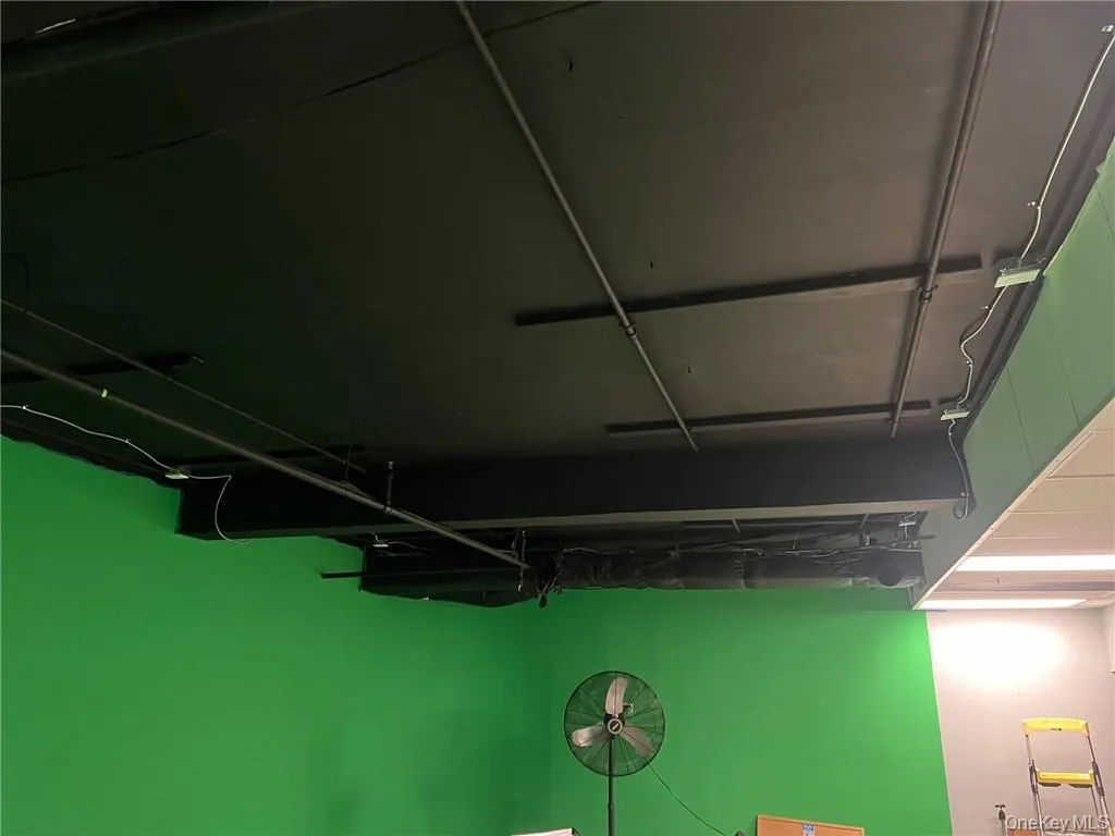 View of black ceiling and green walls suitable for a photograph studio. View of black ceiling and green walls suitable for a photograph studio.