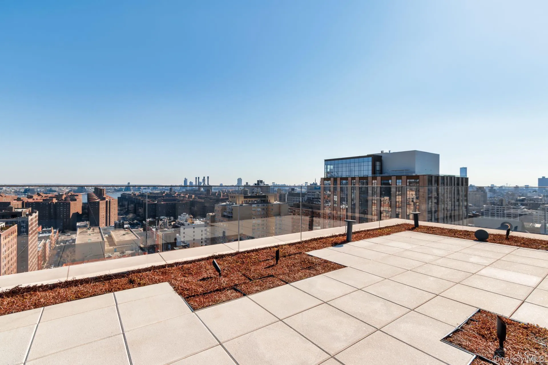 Roof deck with a view of city Roof deck with a view of city