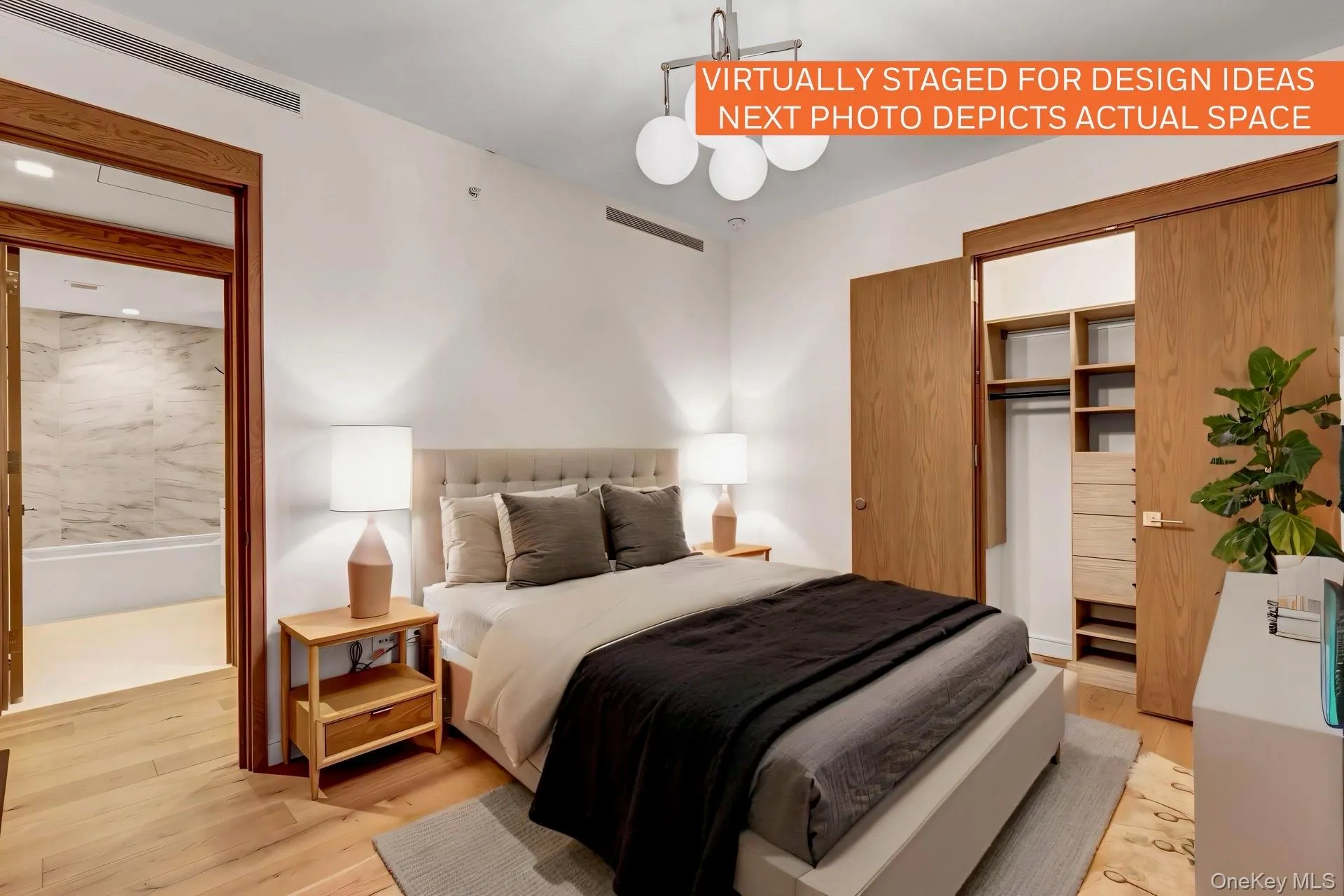 Virtually staged. Bedroom with light wood-style floors. Virtually staged. Bedroom with light wood-style floors.