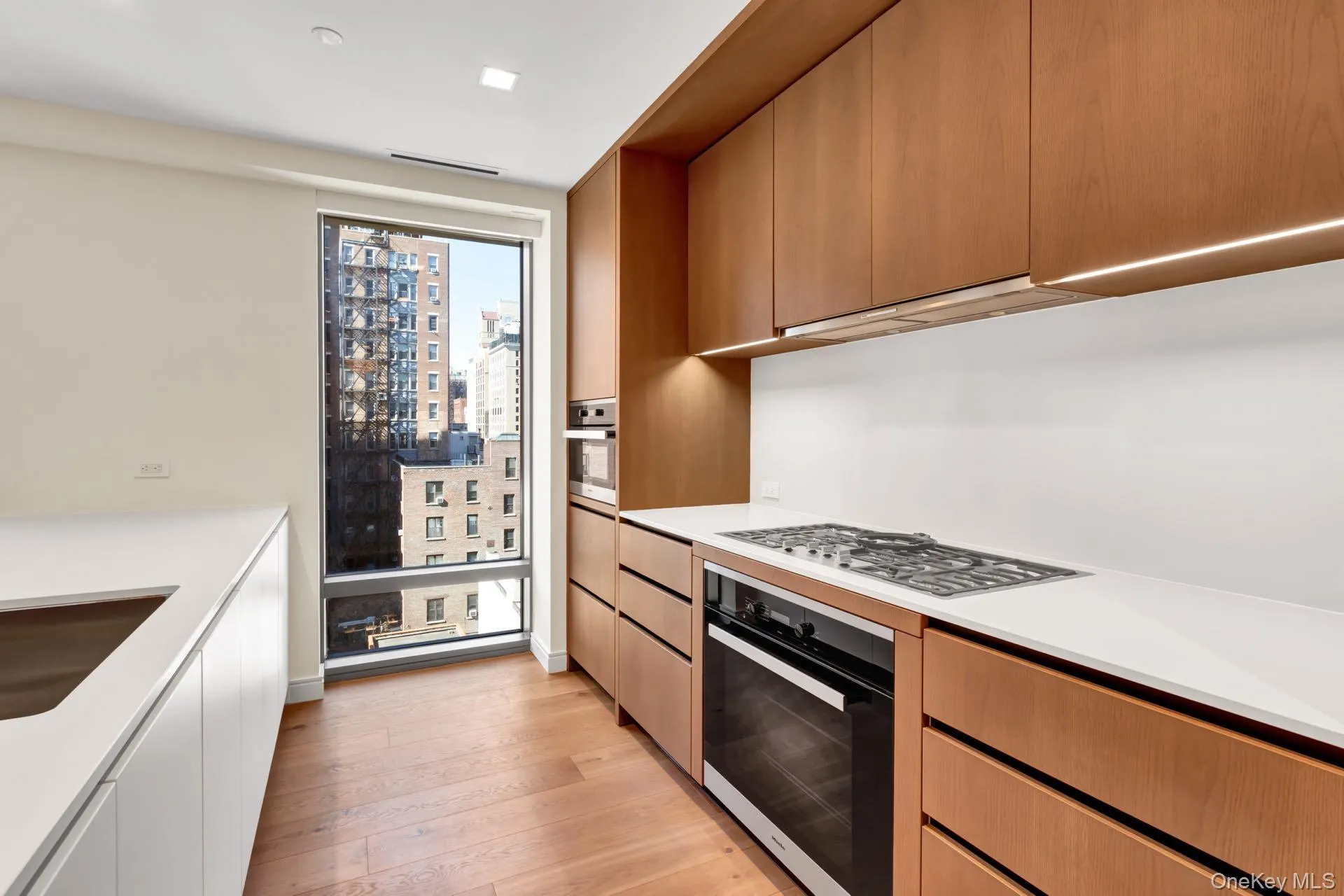 Kitchen featuring modern cabinets, stainless steel appliances, light wood finished floors, and range hood Kitchen featuring modern cabinets, stainless steel appliances, light wood finished floors, and range hood