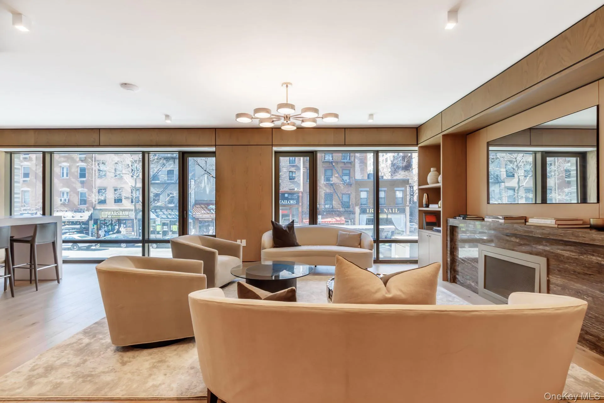 Common area featuring wooden walls Common area featuring wooden walls