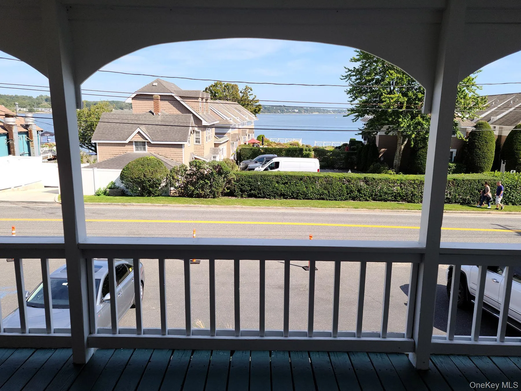 Wooden deck with a water view Wooden deck with a water view