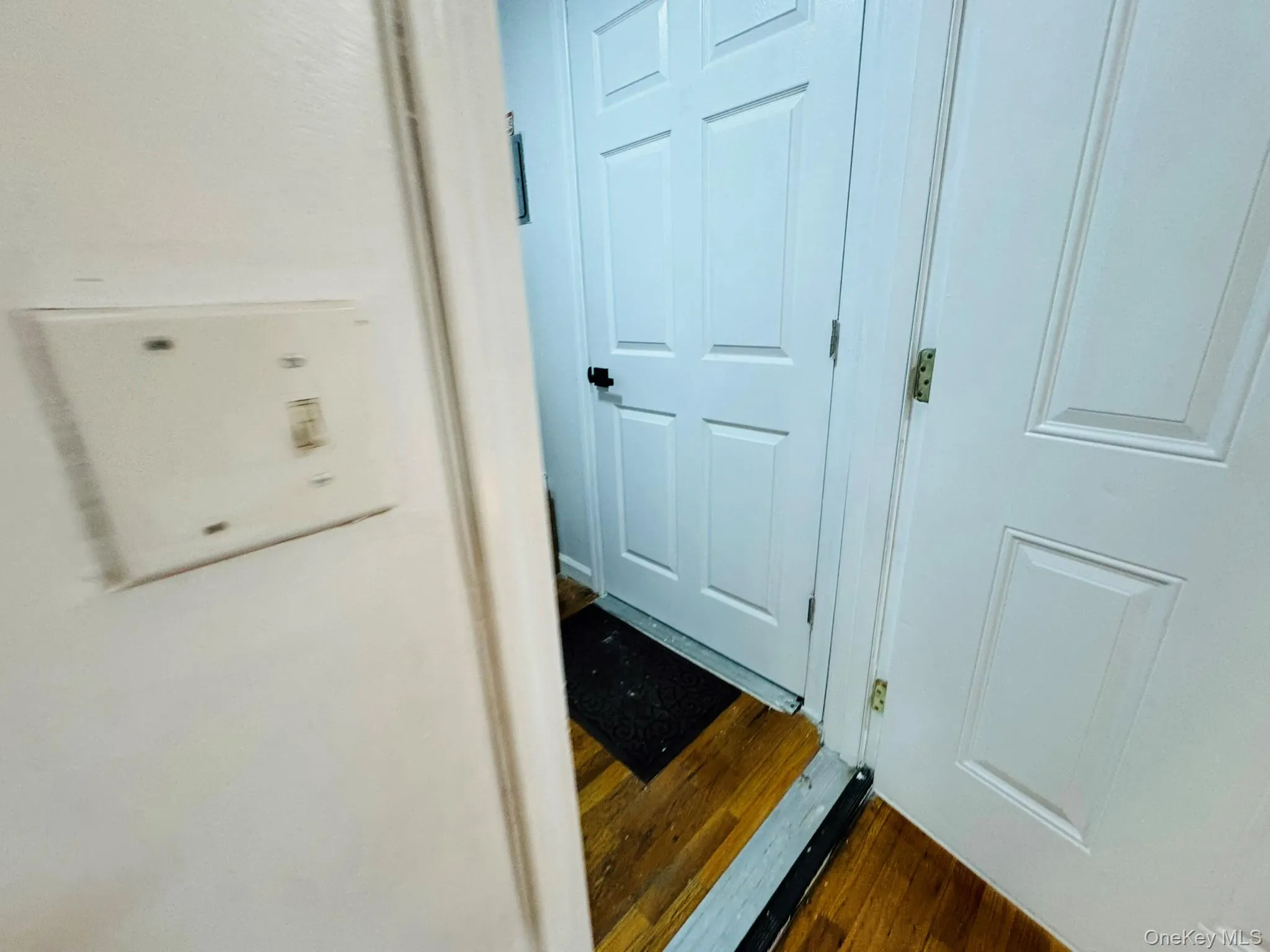 Entryway with wood finished floors Entryway with wood finished floors