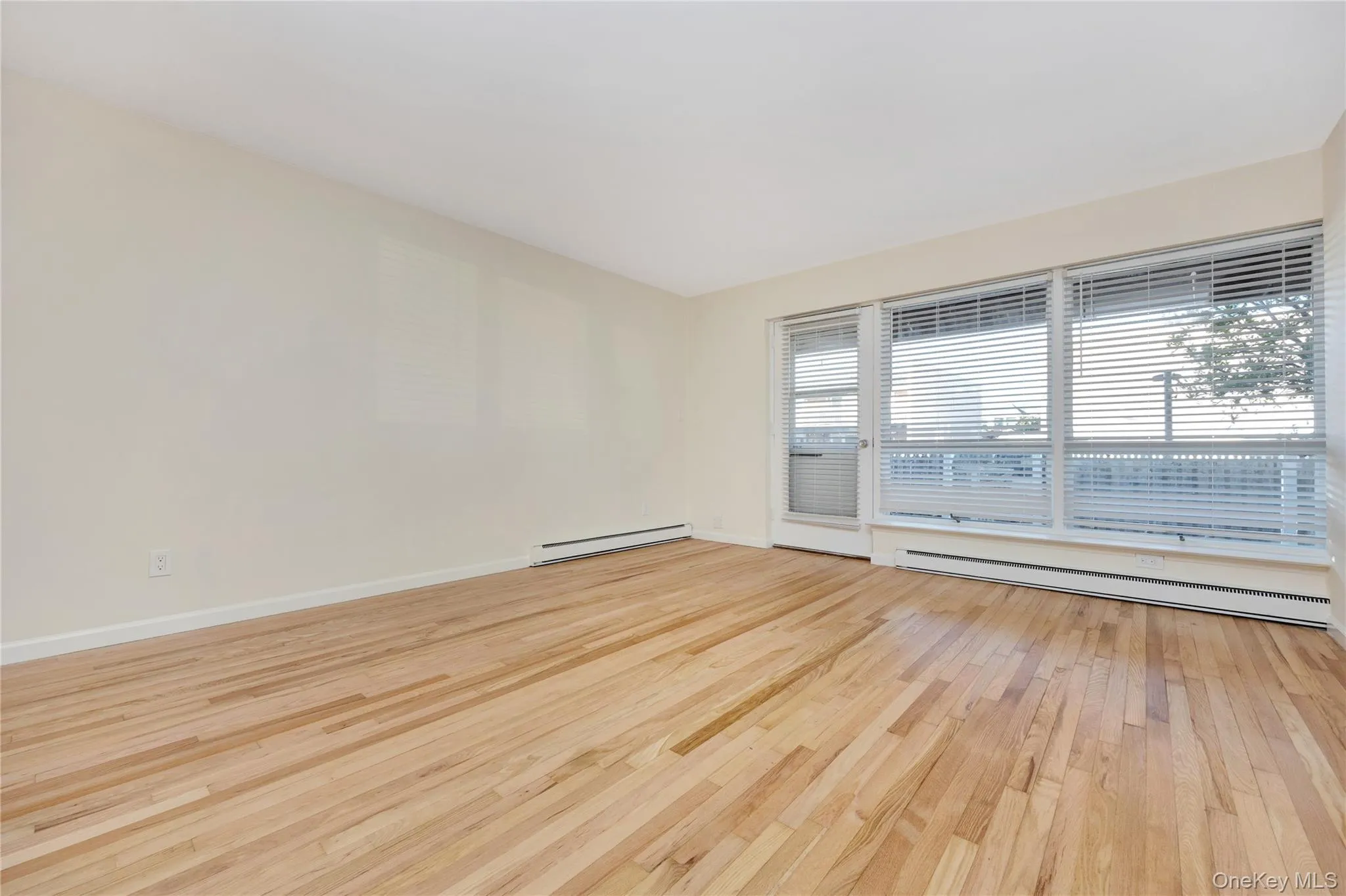 Spare room featuring light wood-style flooring and a baseboard heating unit Spare room featuring light wood-style flooring and a baseboard heating unit