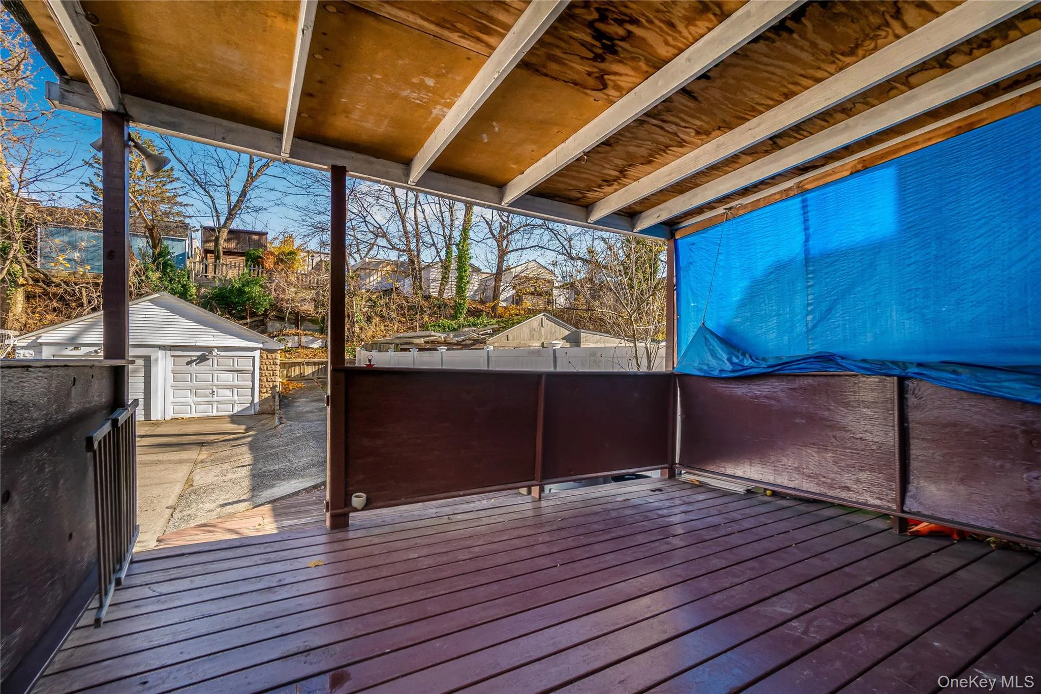 Wooden deck with an outbuilding Wooden deck with an outbuilding