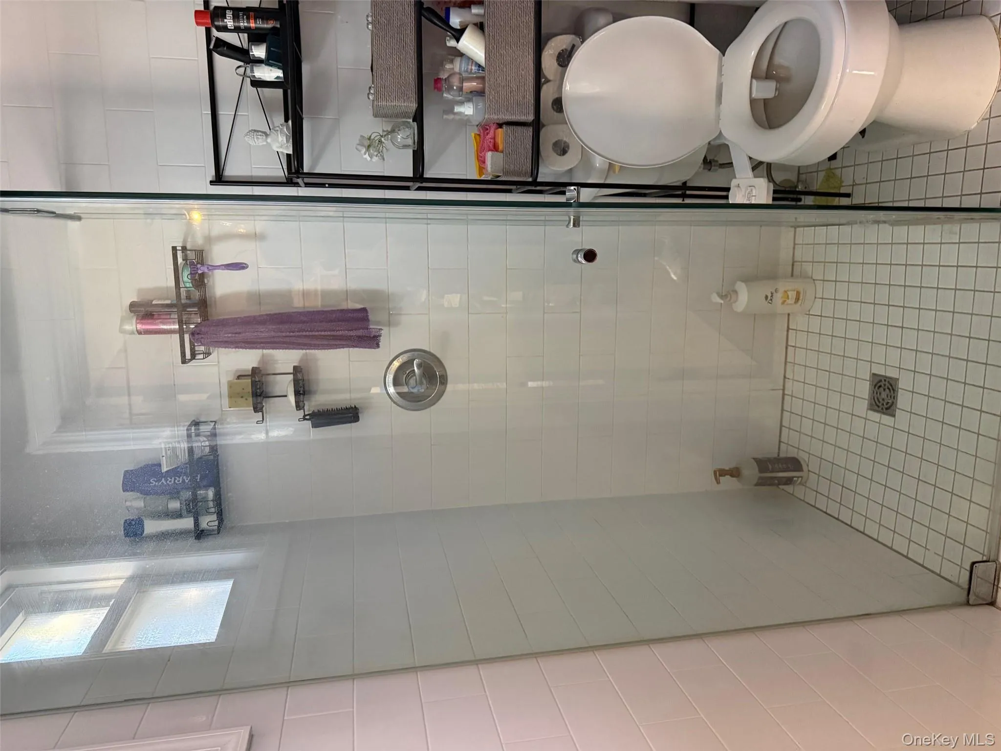 Bathroom with a stall shower and toilet Bathroom with a stall shower and toilet