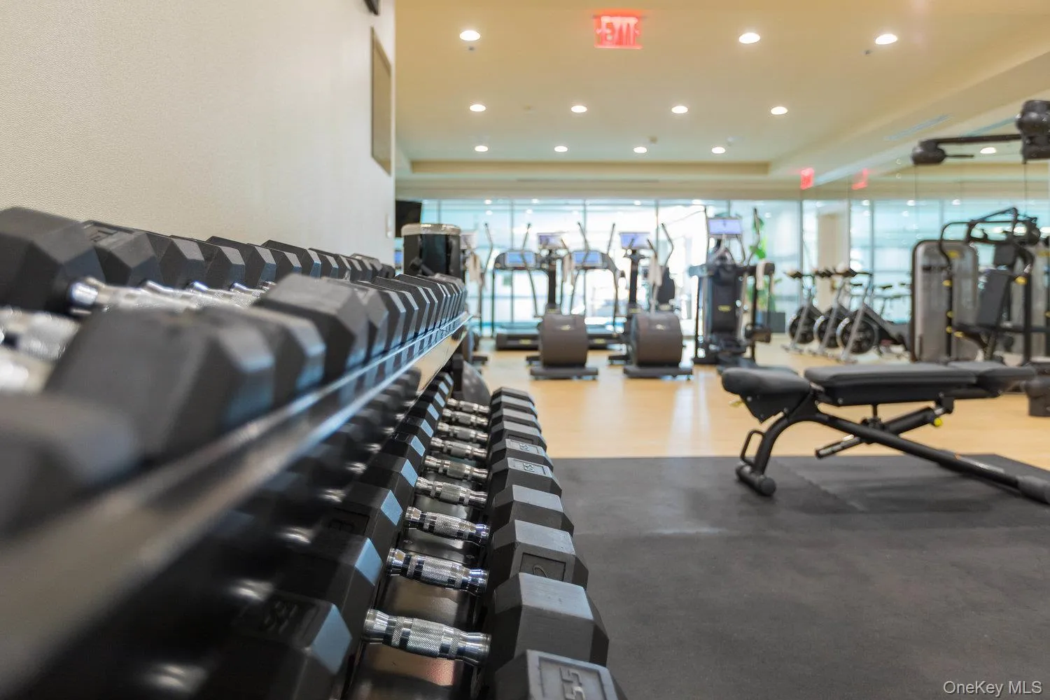 Exercise room featuring recessed lighting Exercise room featuring recessed lighting
