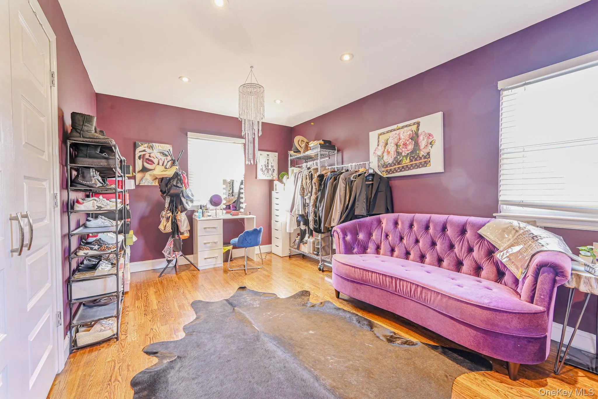 Bedroom with light wood-style floors, a desk, and recessed lighting Bedroom with light wood-style floors, a desk, and recessed lighting
