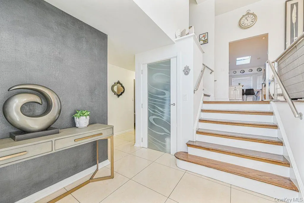 Stairway with tile patterned floors Stairway with tile patterned floors